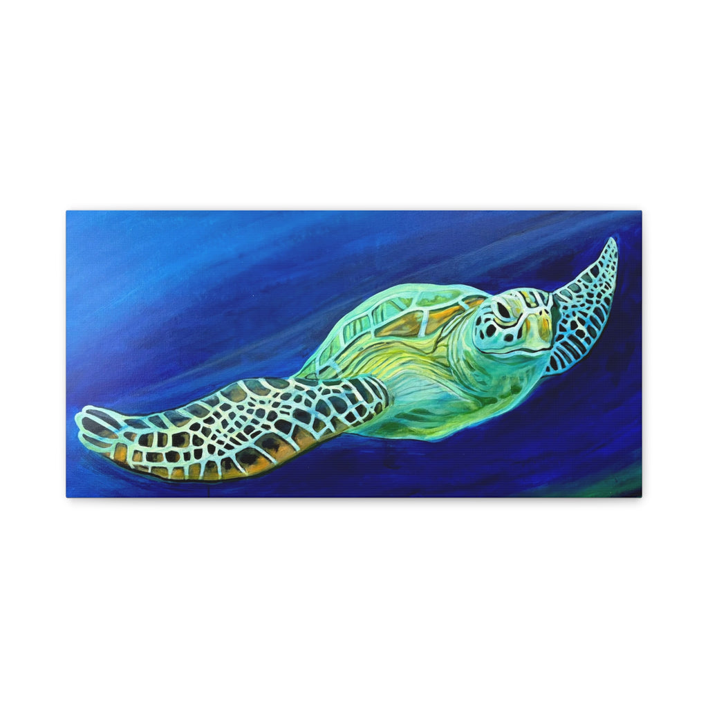 Sea Turtle Canvas Wall Art – Vibrant Marine Ocean Painting, Matte Stretched 1.25"