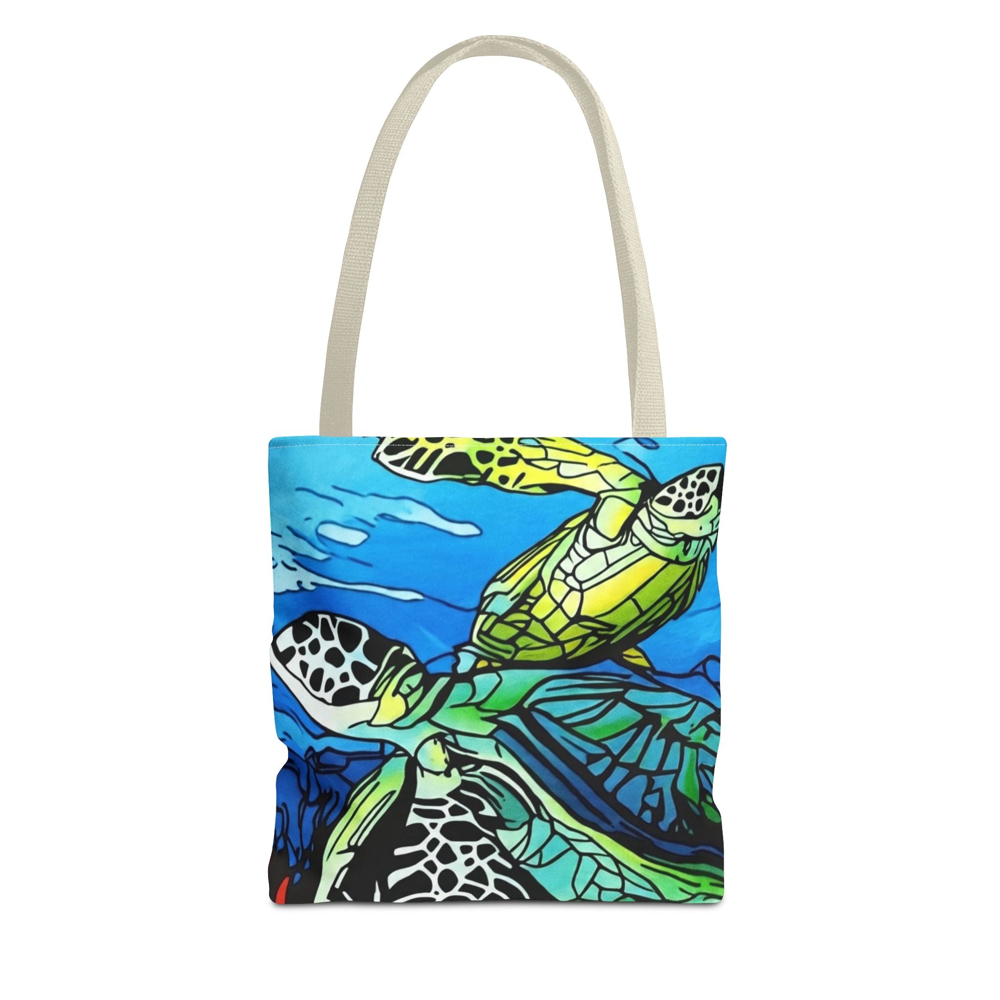 Tote Bag Sea Turtle Art  — Colorful Ocean Wildlife Canvas Tote