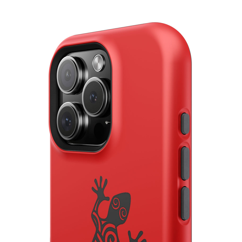 Phone Case Red Impact with Tribal Gecko Design — Shockproof Protective Cover