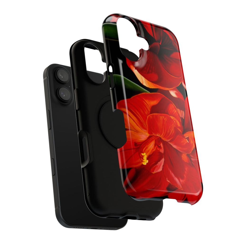 Phone case Lisa Herrera art print Red Amaryllis Floral Impact-Resistant Phone Case