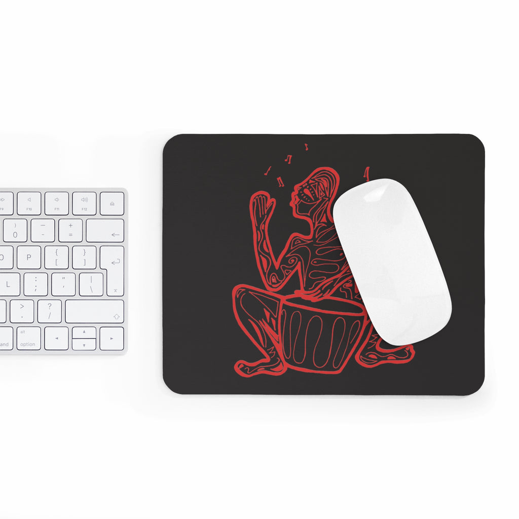 Mouse Pad Native Drummer Line drawing — Red Native Drummer Tribal Beat Mouse Pad