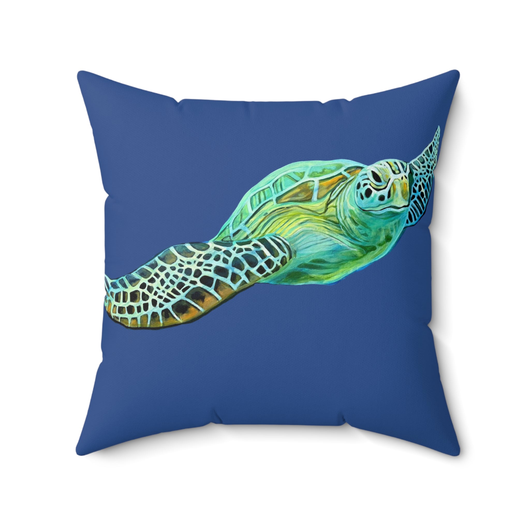 Throw Pillow Sea Turtle  - Aqua Coastal Decorative Cushion