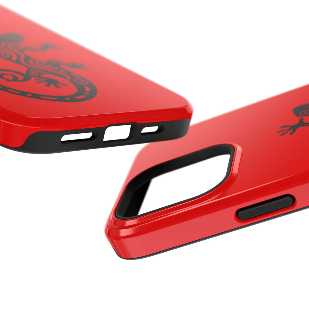 Phone Case Red Impact with Tribal Gecko Design — Shockproof Protective Cover