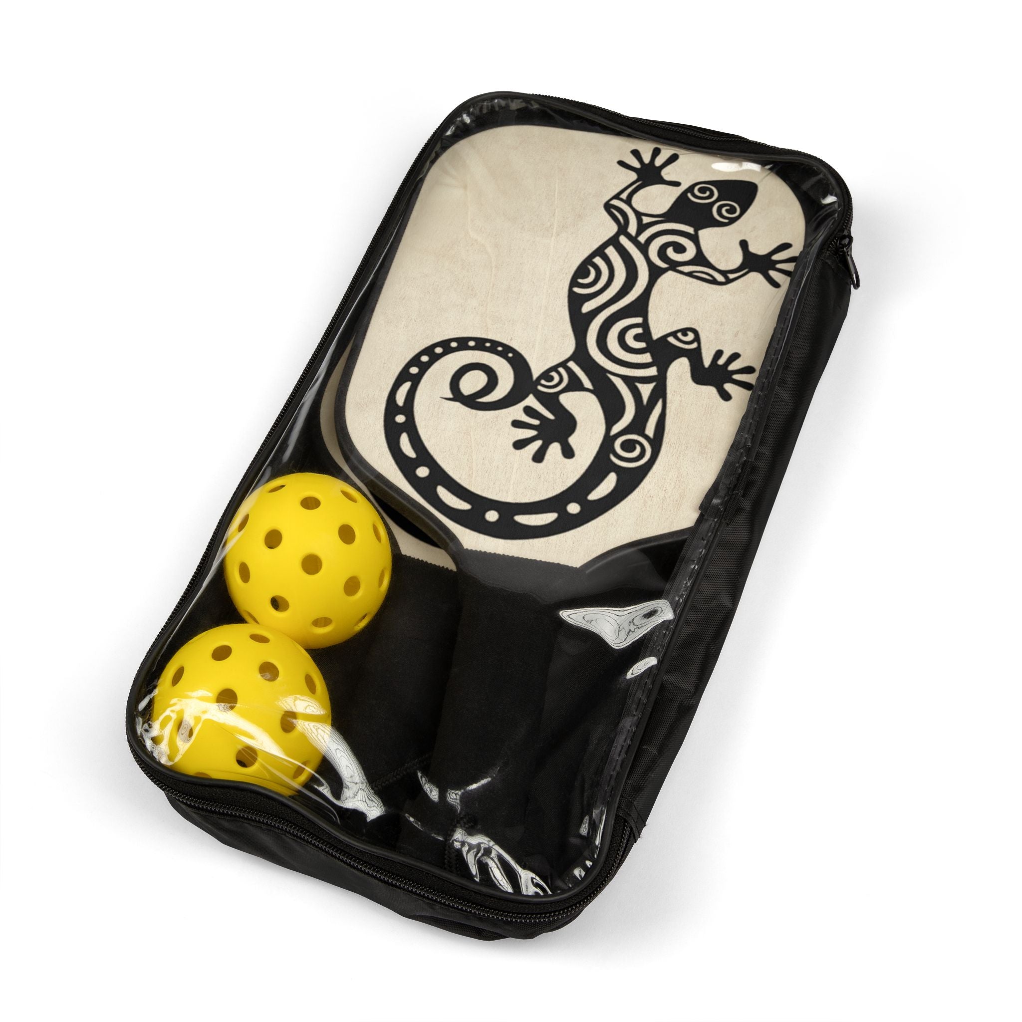 Pickleball Paddle Set — Tribal Gecko Design Pickleball Kit with 2 Paddles & Balls