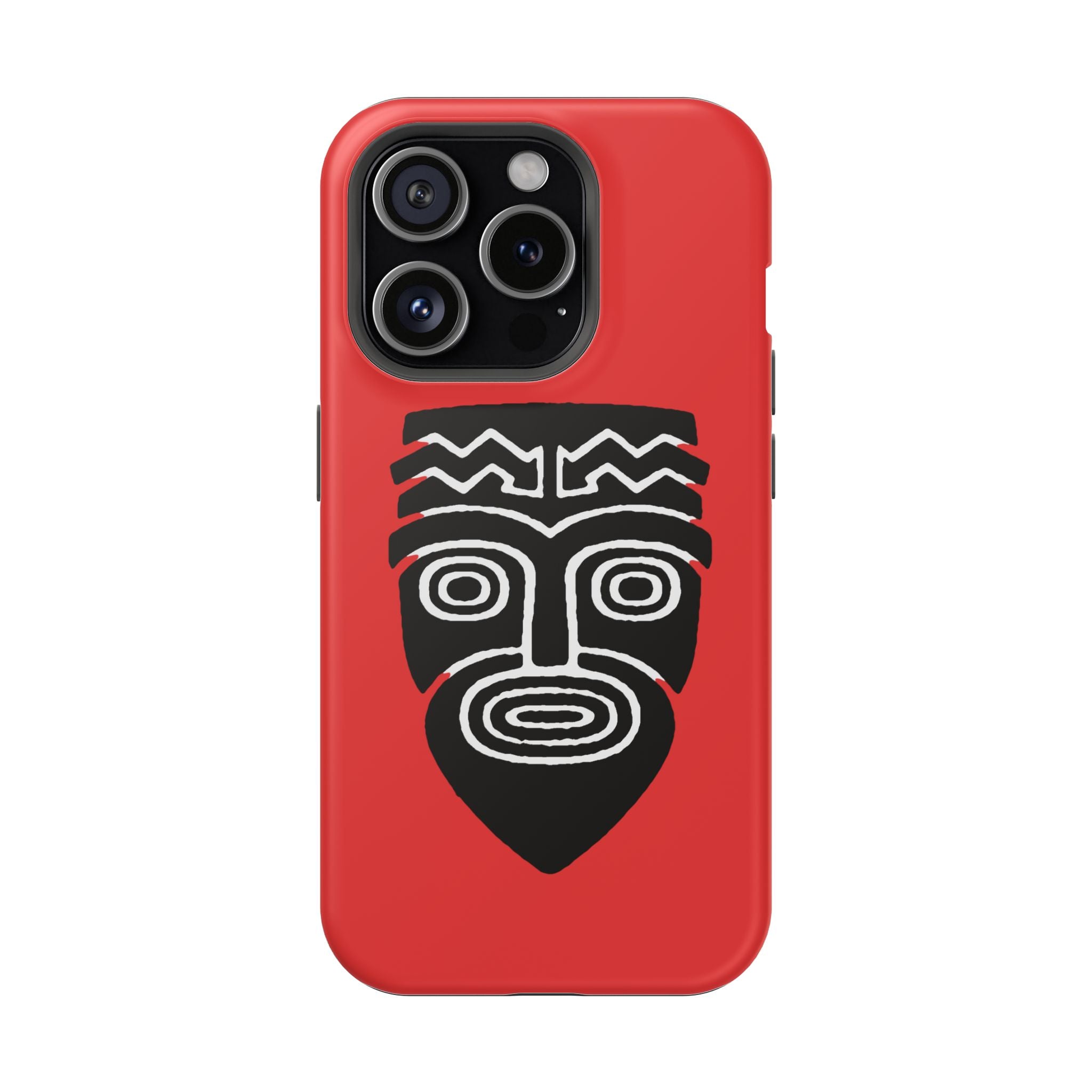 Phone Case Tiki Mask Impact-Resistant Phone Case — Bold Red Protective Cover