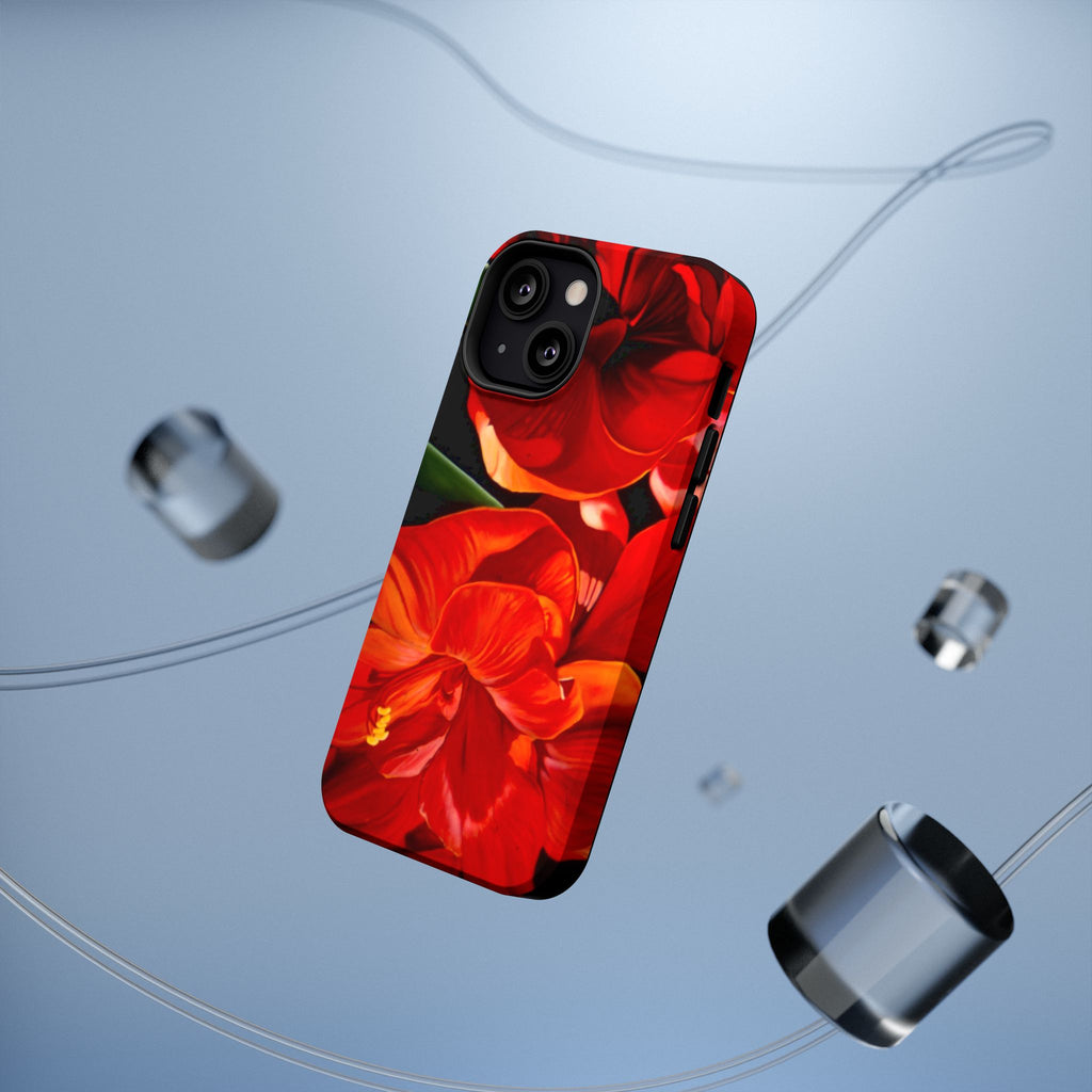 Phone case Lisa Herrera art print Red Amaryllis Floral Impact-Resistant Phone Case