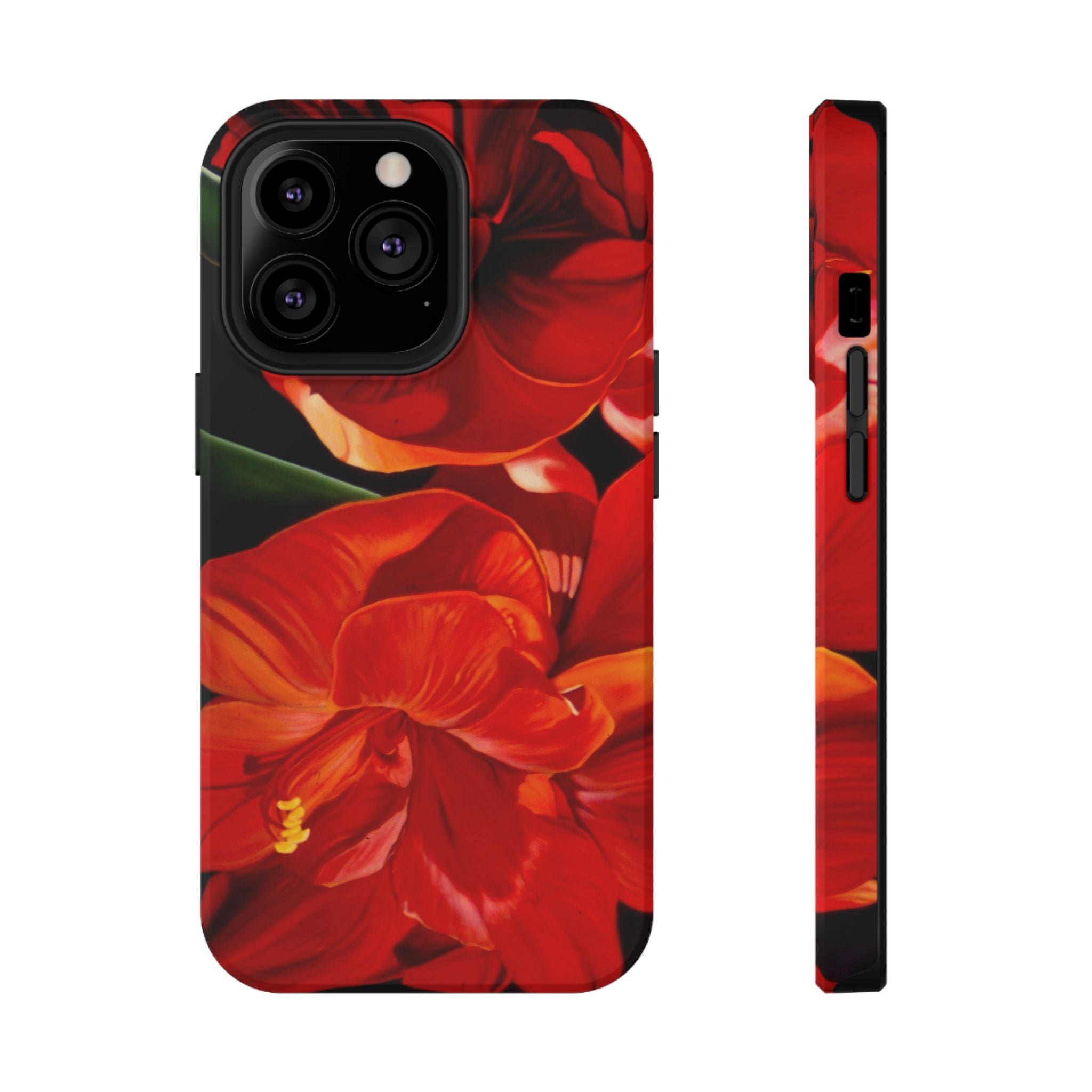 Phone case Lisa Herrera art print Red Amaryllis Floral Impact-Resistant Phone Case