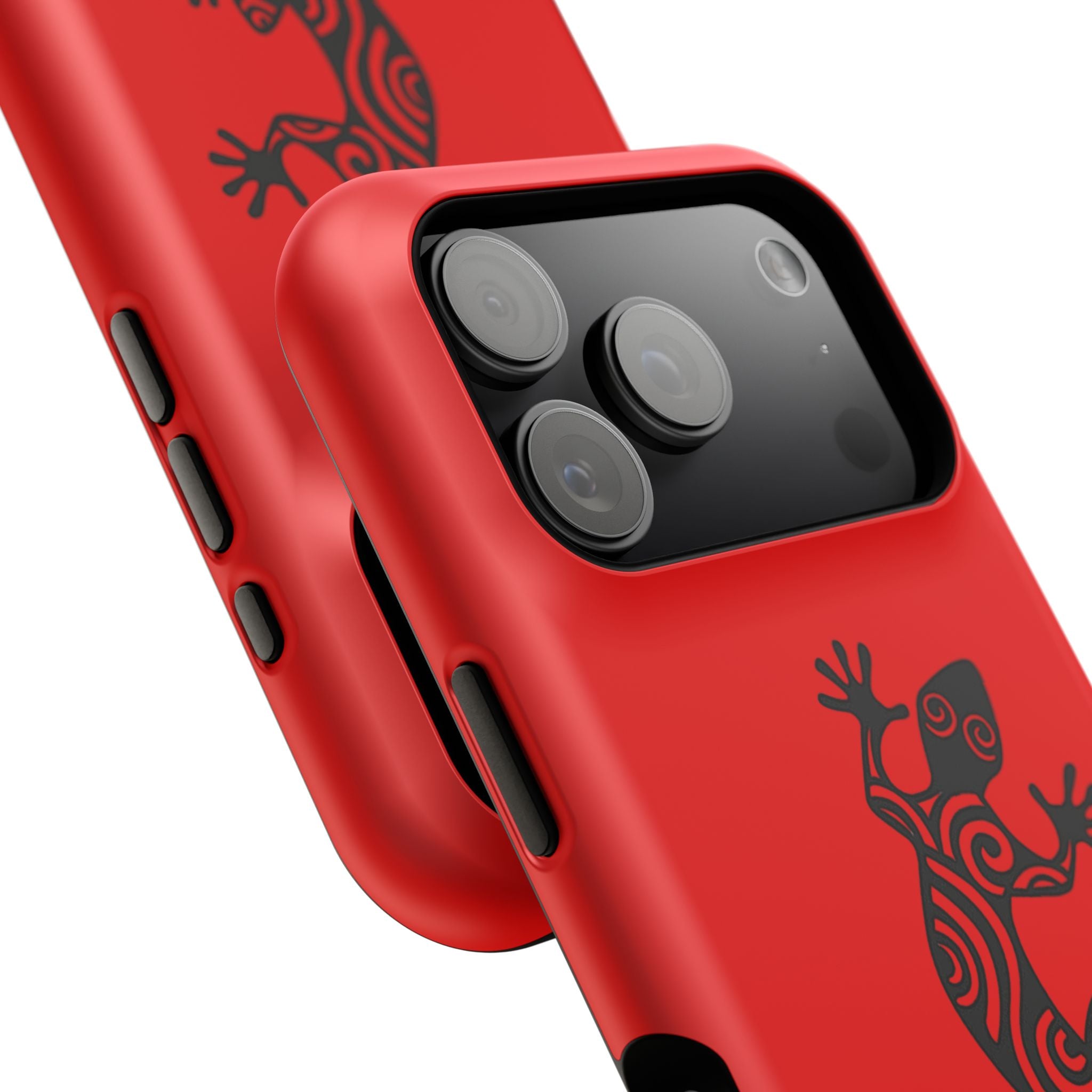 Phone Case Red Impact with Tribal Gecko Design — Shockproof Protective Cover