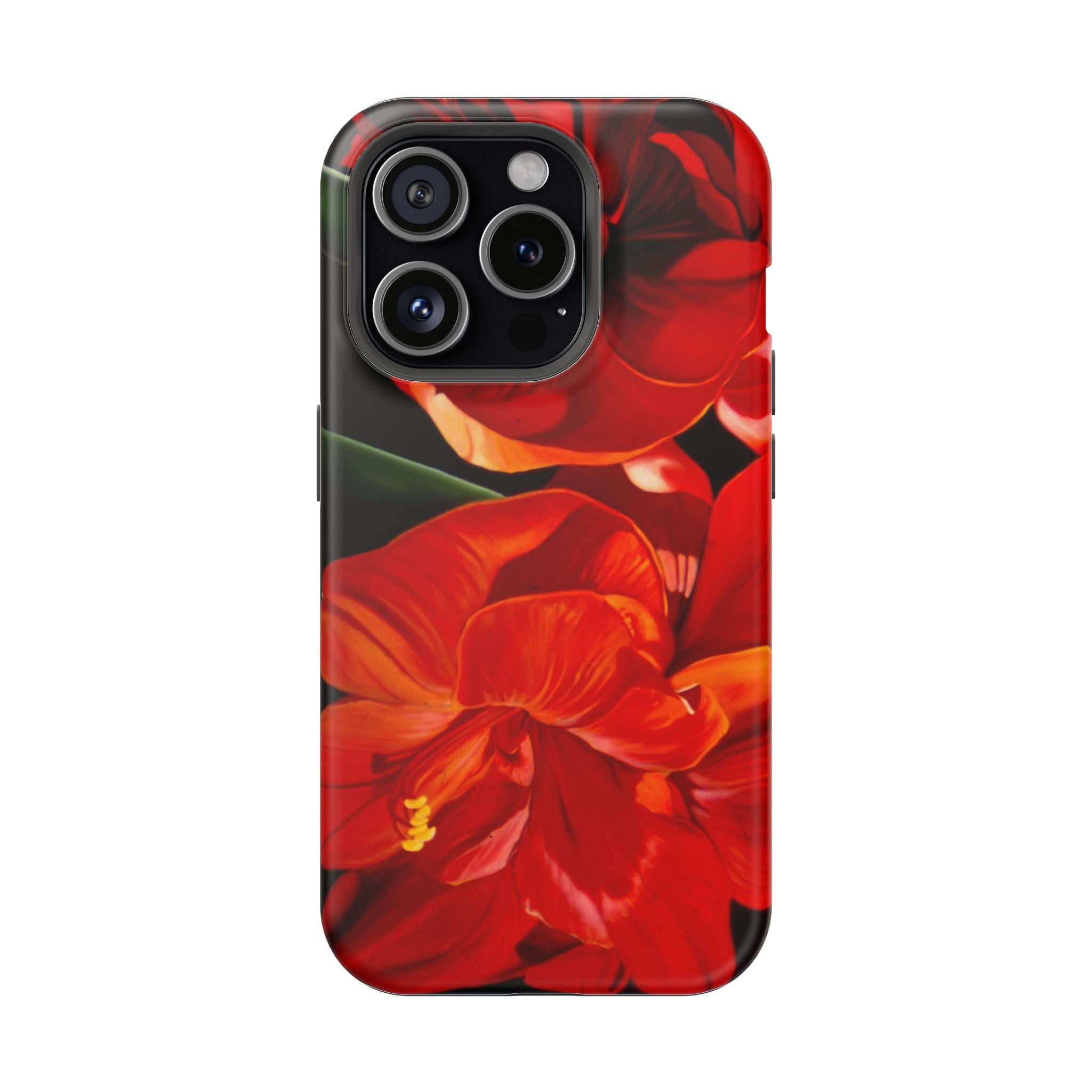Phone case Lisa Herrera art print Red Amaryllis Floral Impact-Resistant Phone Case