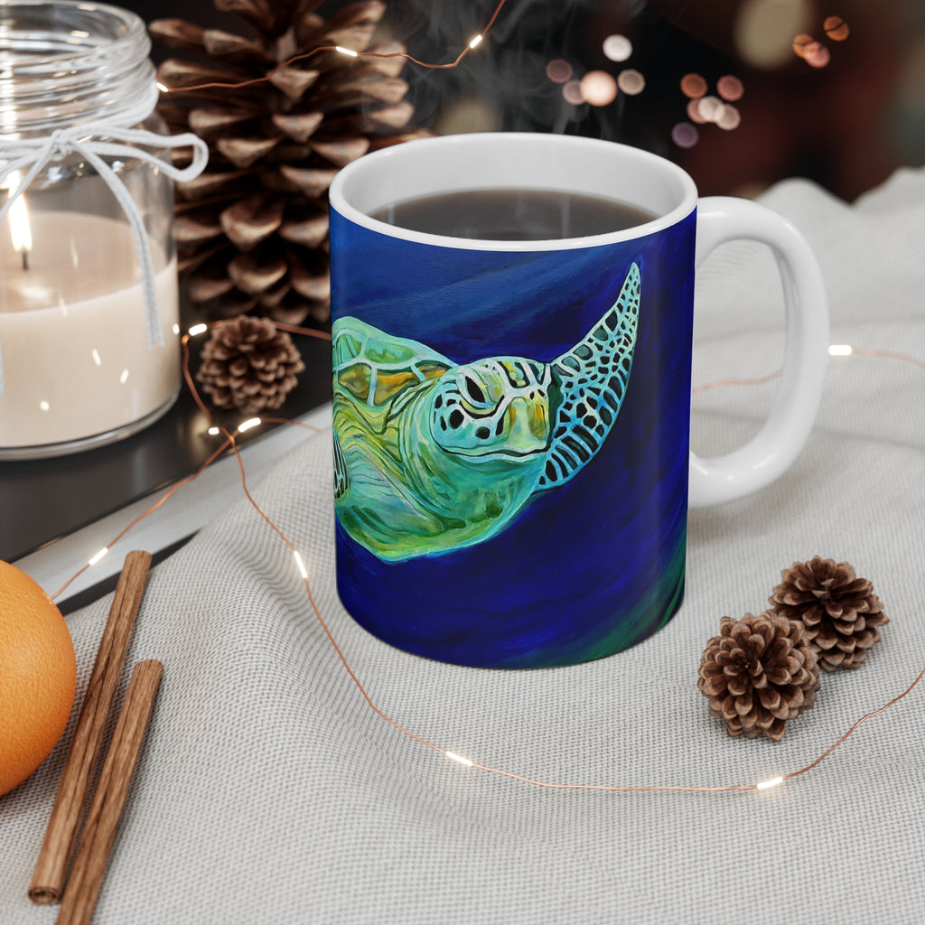 Mug Lisa Herrera art print Sea Turtle — Ocean Art Ceramic Coffee Cup (11 oz)
