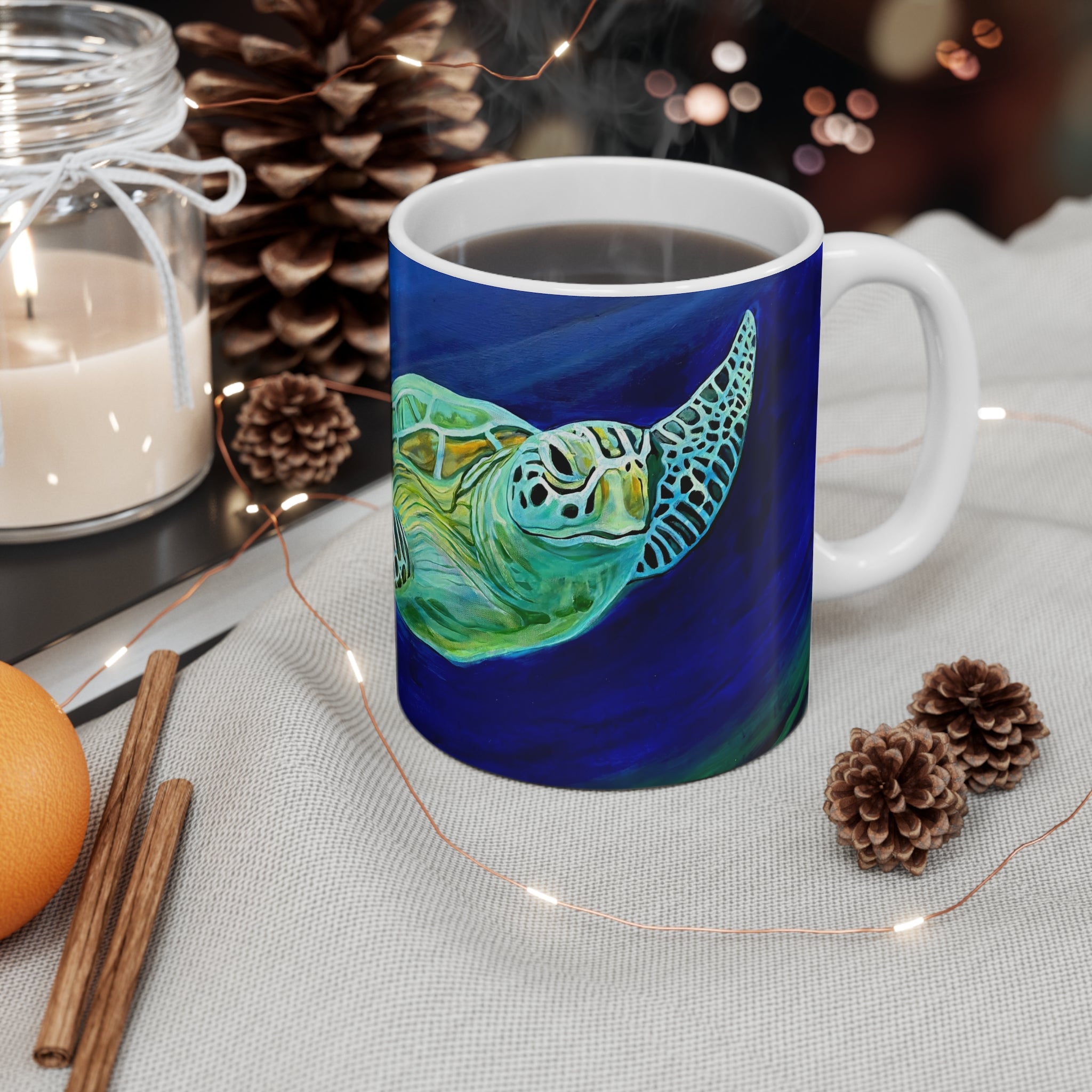 Mug Lisa Herrera art print Sea Turtle — Ocean Art Ceramic Coffee Cup (11 oz)