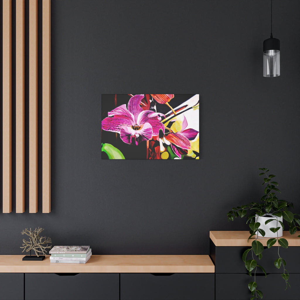 Canvas Print of Purple Orchid — Pink Botanical Wall Art, Matte Stretched Canvas