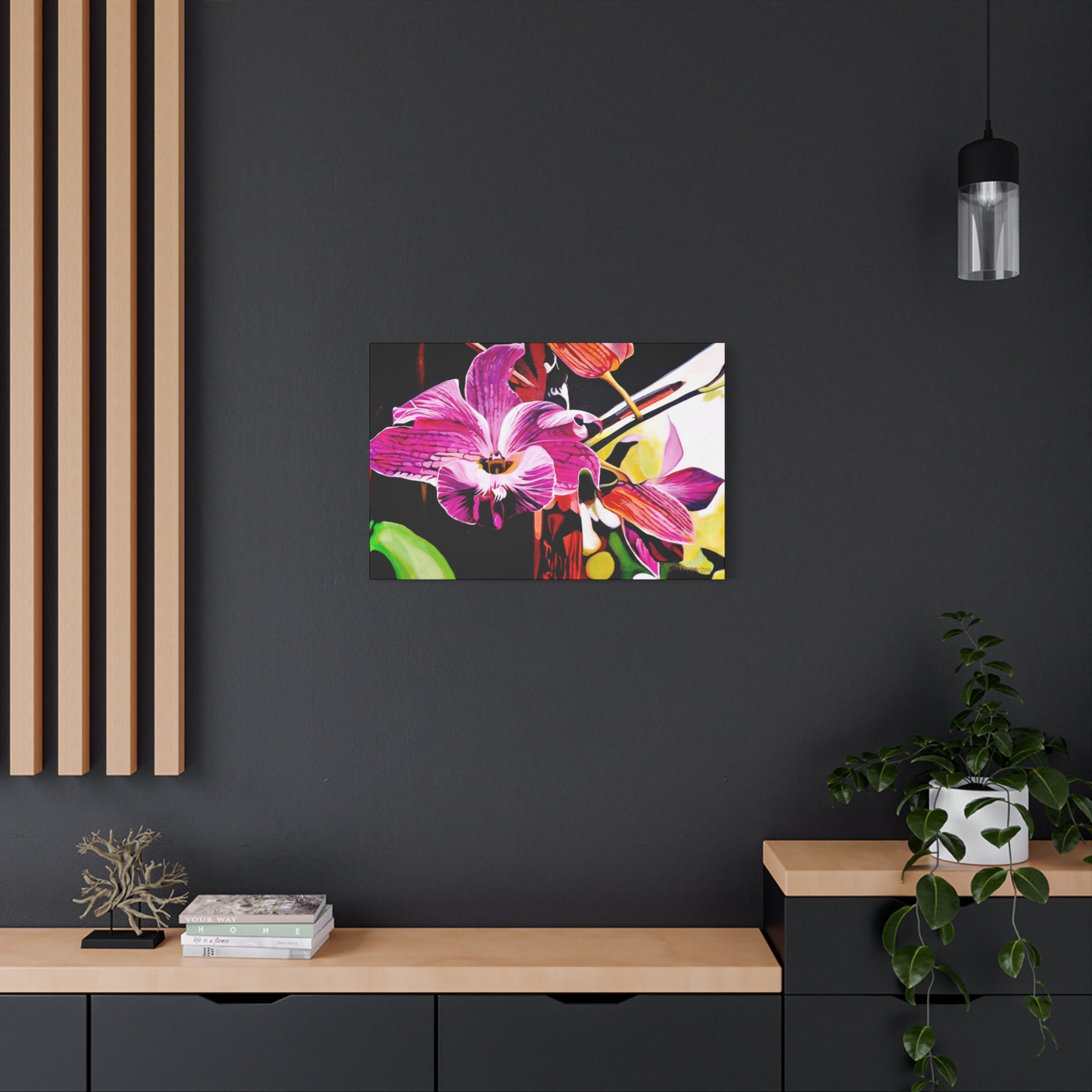 Canvas Print of Purple Orchid — Pink Botanical Wall Art, Matte Stretched Canvas