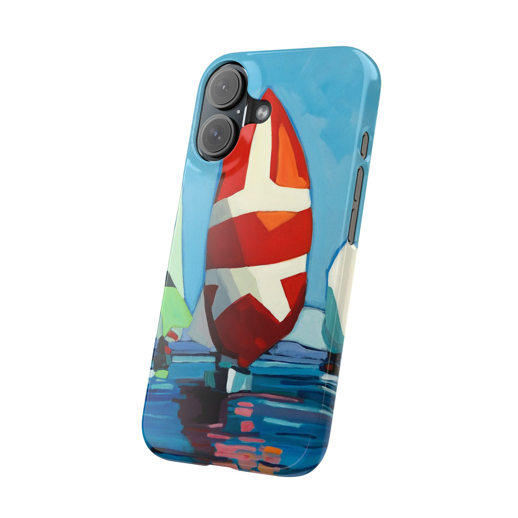 Phone case Lisa Herrera art Sailboats Slim Case — Colorful Nautical Phone Case