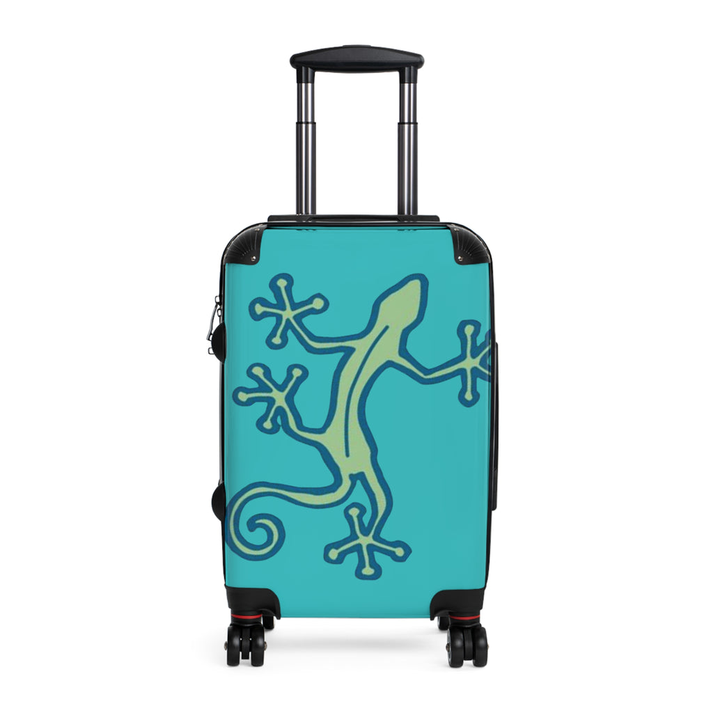 Carry-on Suitcase Native Lizard Turqoise Blue — Tribal Travel Luggage