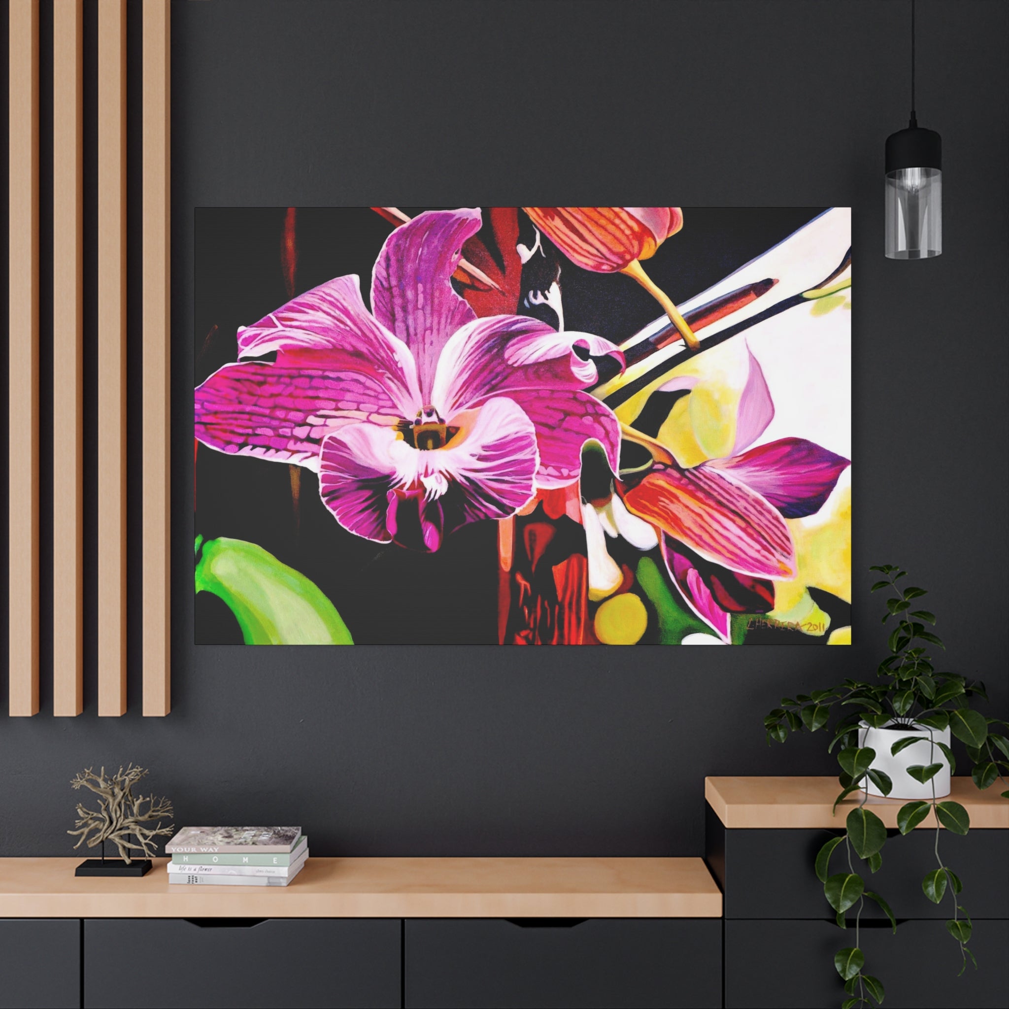 Canvas Print of Purple Orchid — Pink Botanical Wall Art, Matte Stretched Canvas