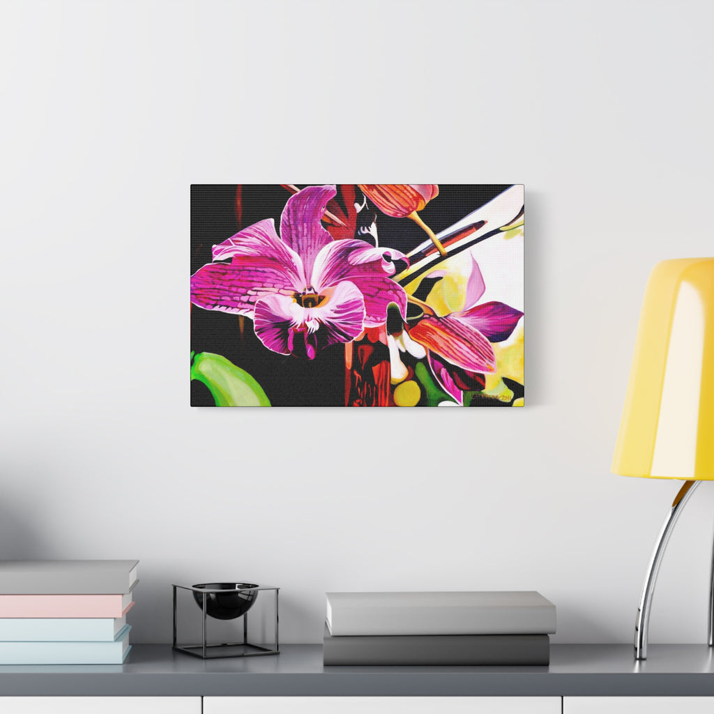 Canvas Print of Purple Orchid — Pink Botanical Wall Art, Matte Stretched Canvas