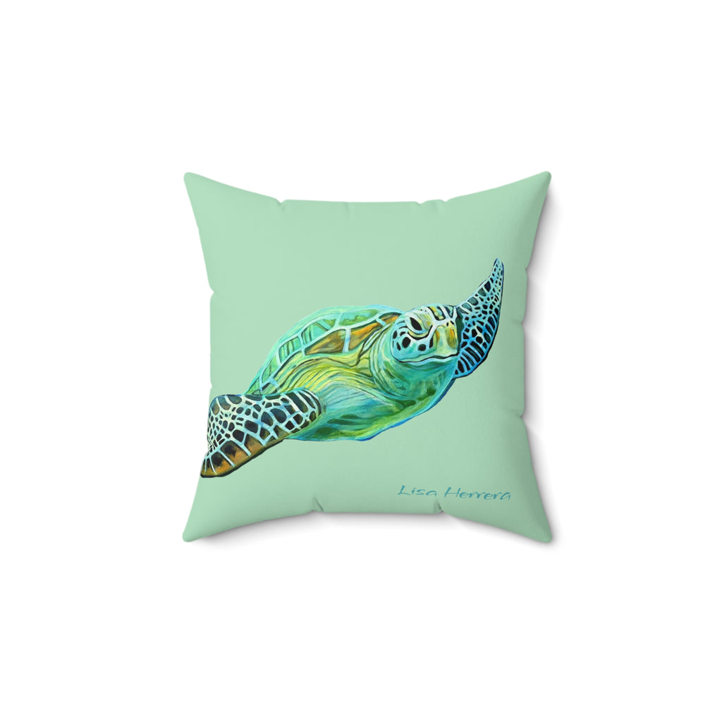Throw Pillow Sea Turtle  - Aqua Coastal Decorative Cushion