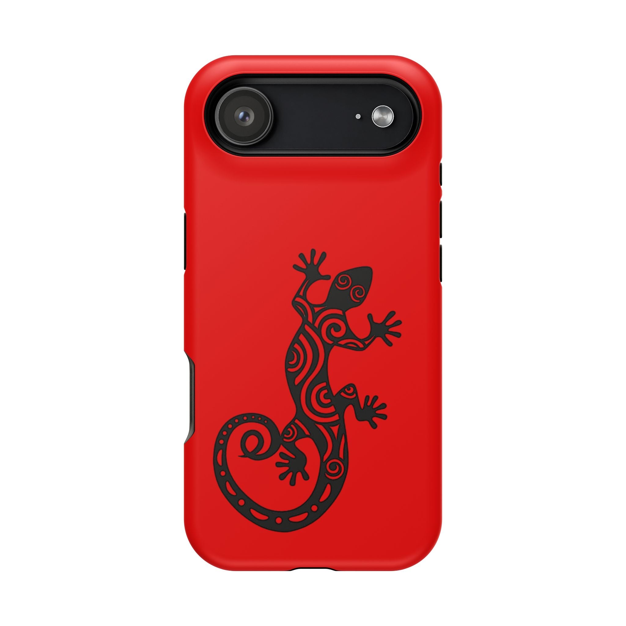 Phone Case Red Impact with Tribal Gecko Design — Shockproof Protective Cover