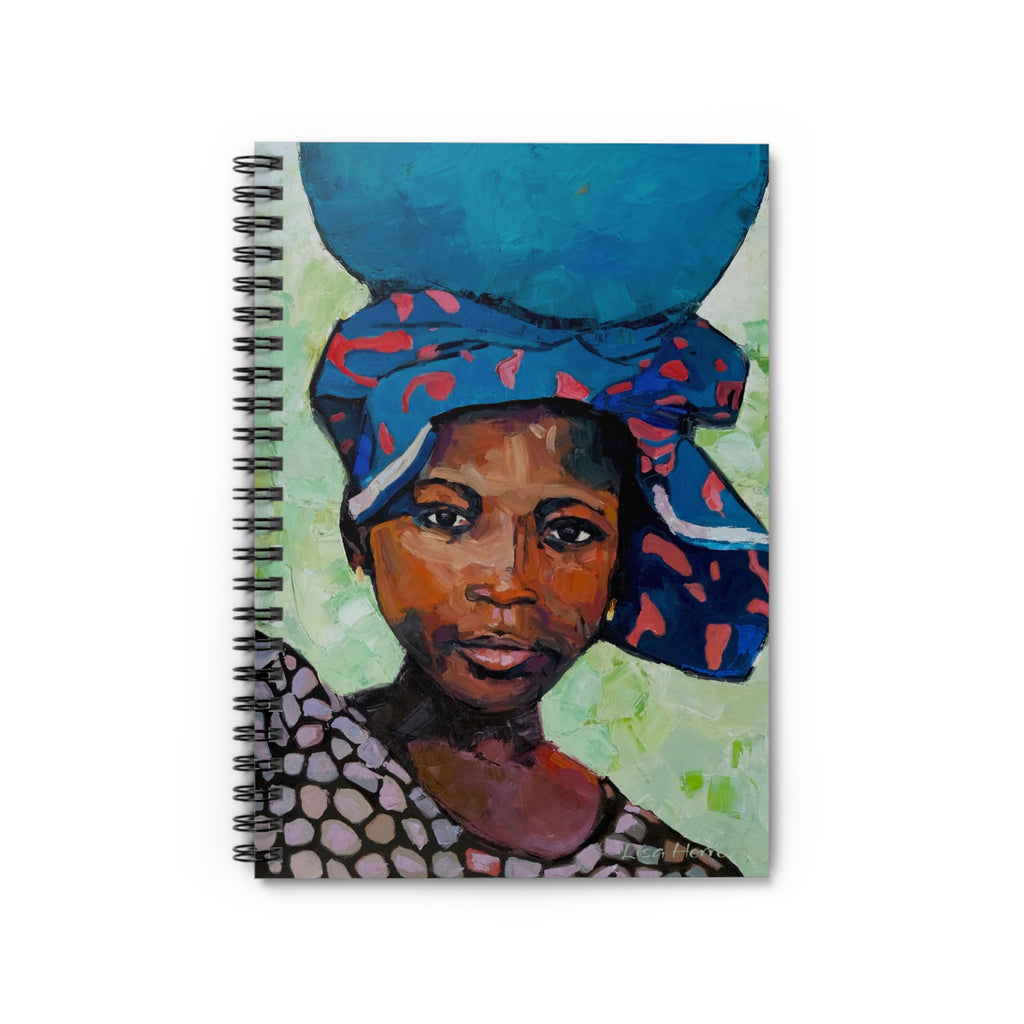 Spiral Notebook Lisa Herrera art print Girl with Blue Bowl Painting - Ruled Journal for Notes & Travel