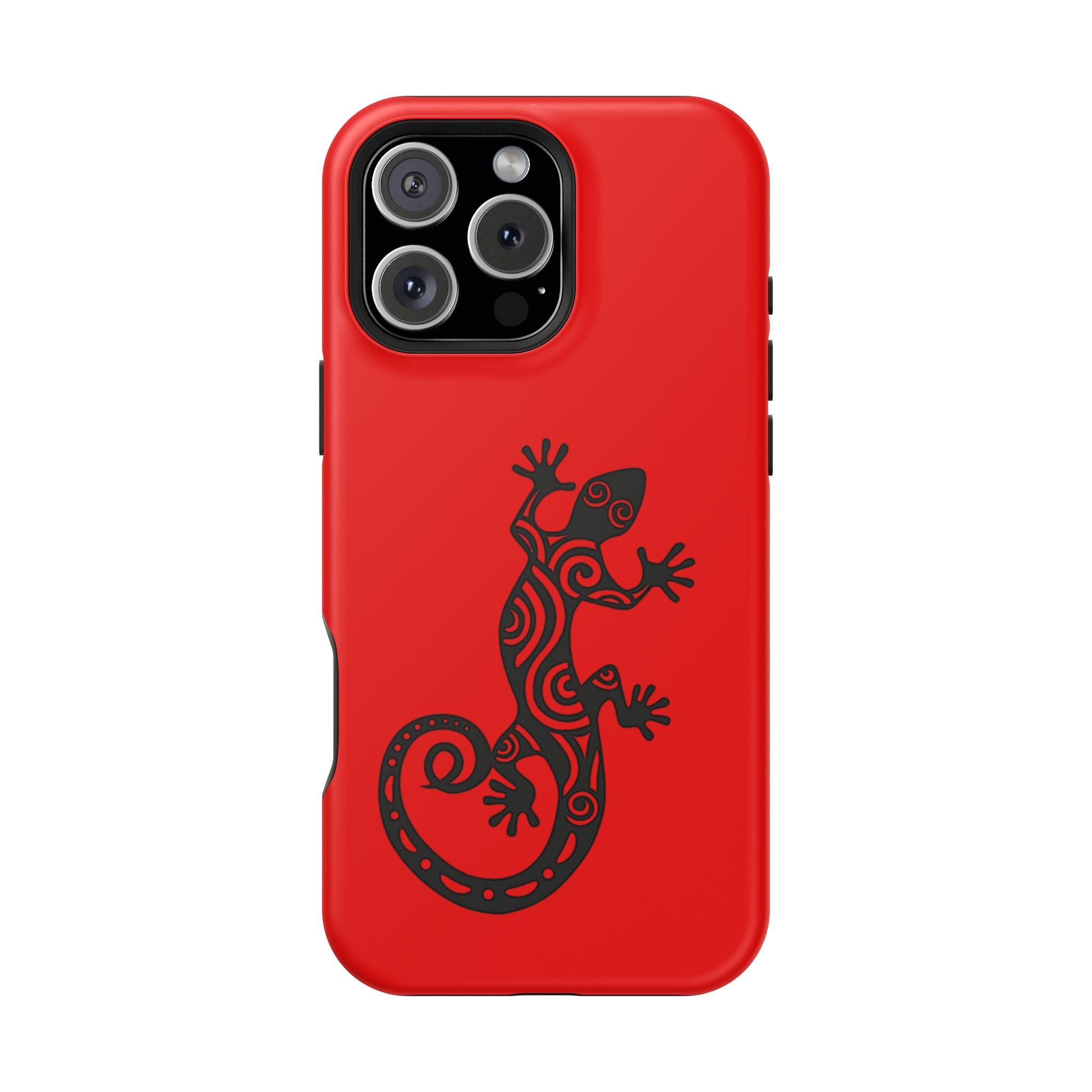 Phone Case Red Impact with Tribal Gecko Design — Shockproof Protective Cover