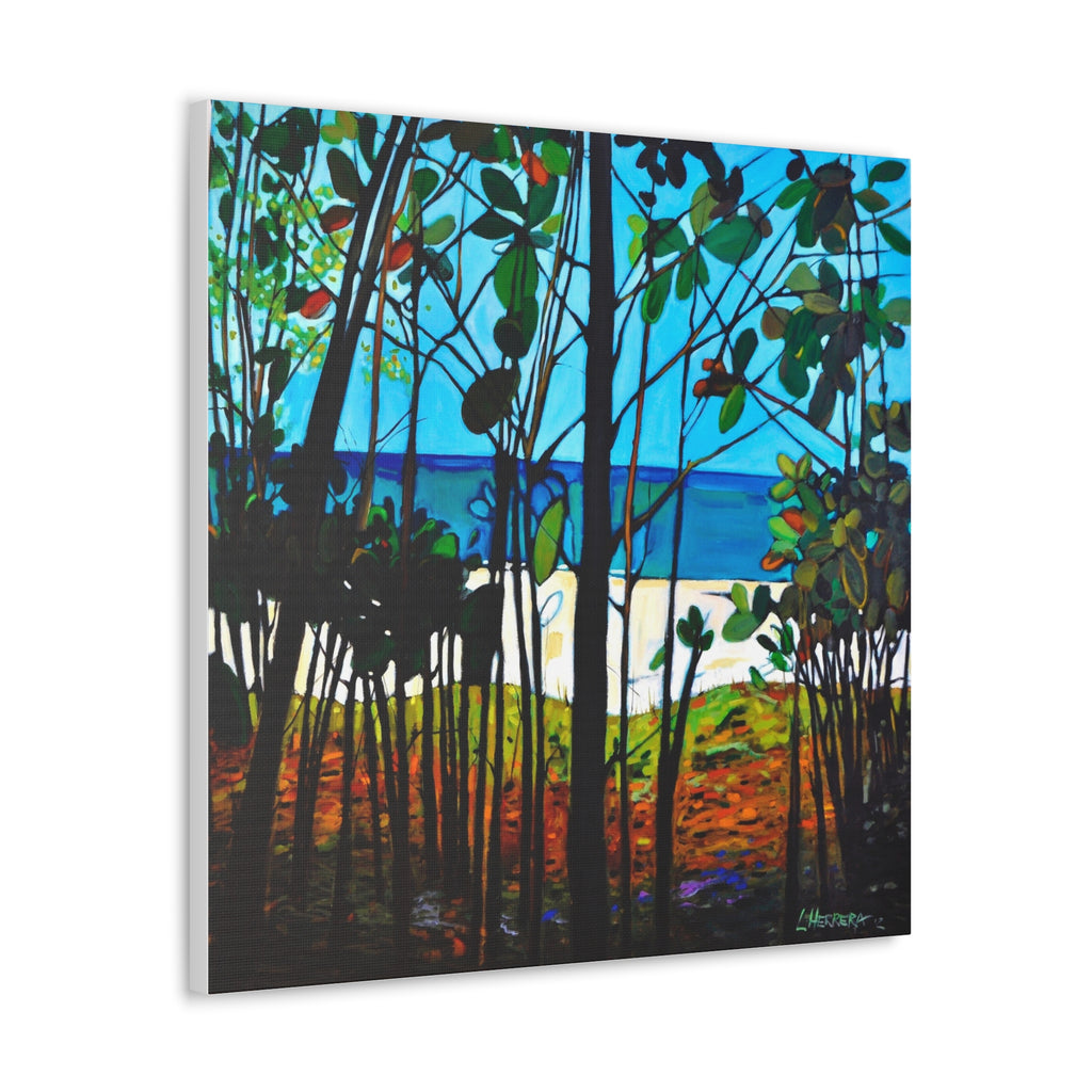 Canvas Print Lisa Herrera Art Thru The Trees  Wall Art — Beach Trees Seascape Print