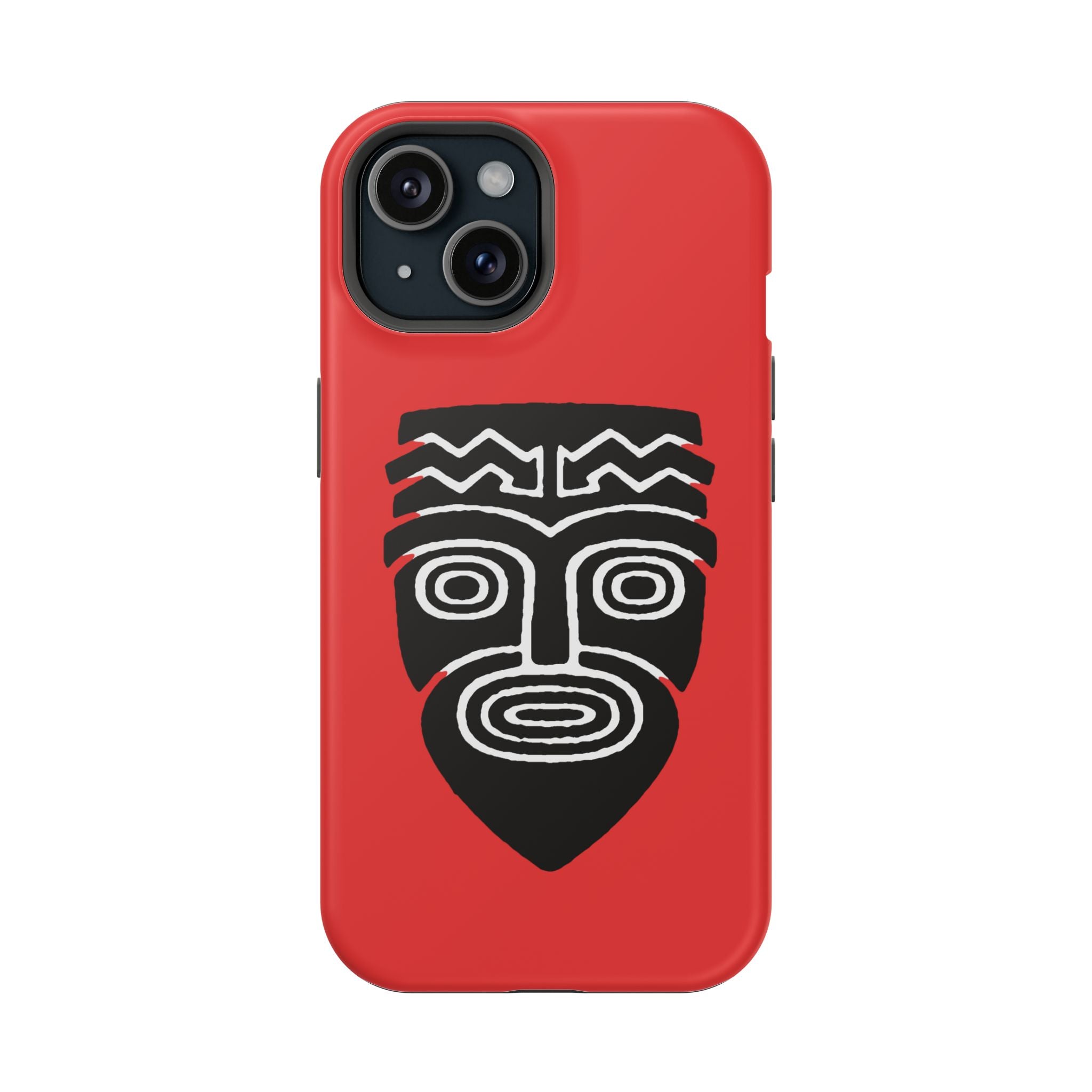 Phone Case Tiki Mask Impact-Resistant Phone Case — Bold Red Protective Cover