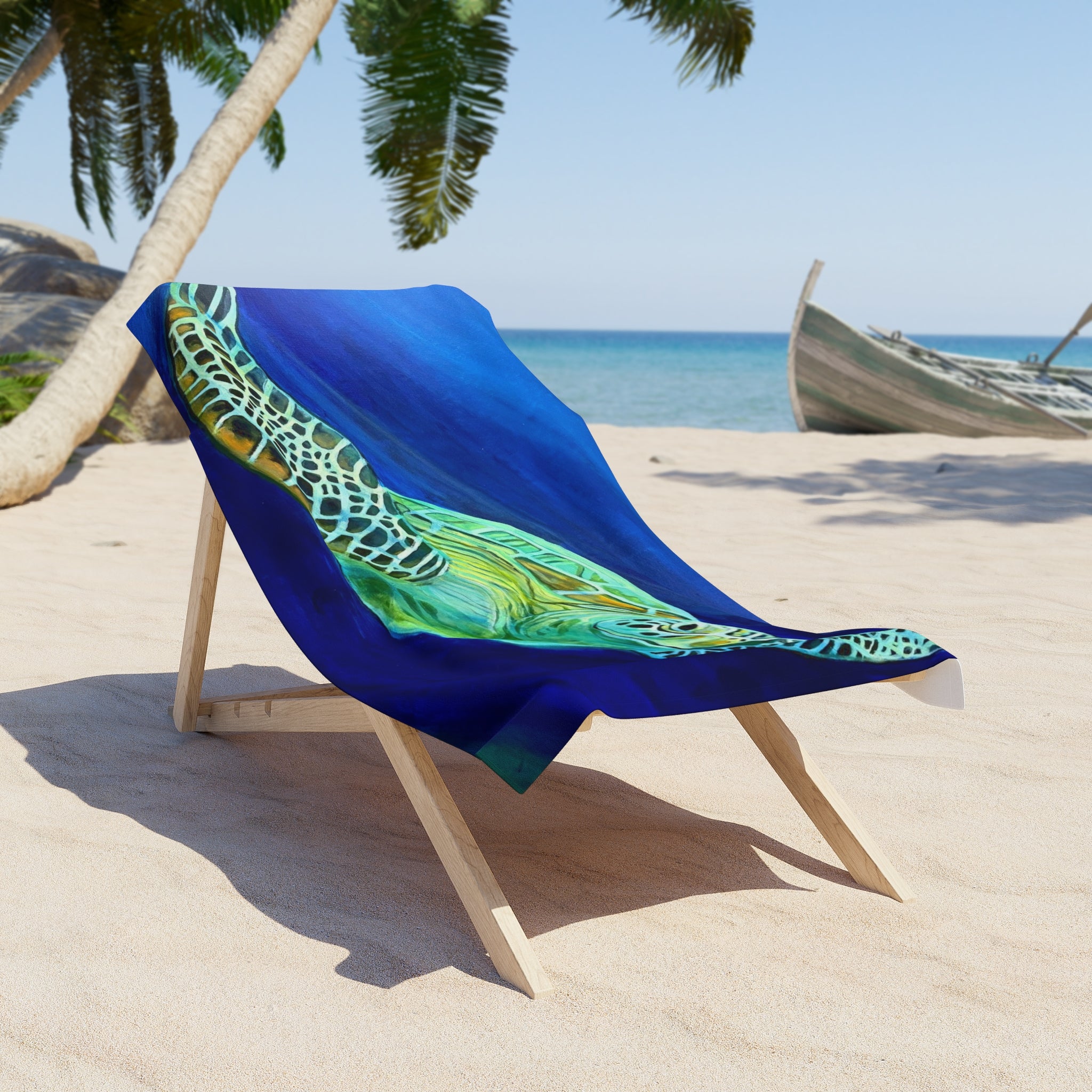 Beach Towel Turtle Painting – Vibrant Ocean Swim Design