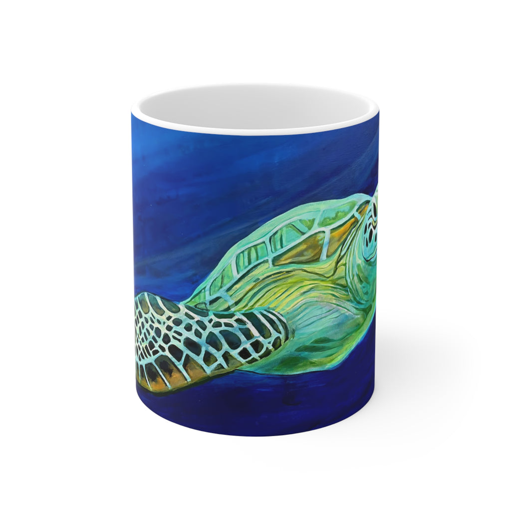 Mug Lisa Herrera art print Sea Turtle — Ocean Art Ceramic Coffee Cup (11 oz)
