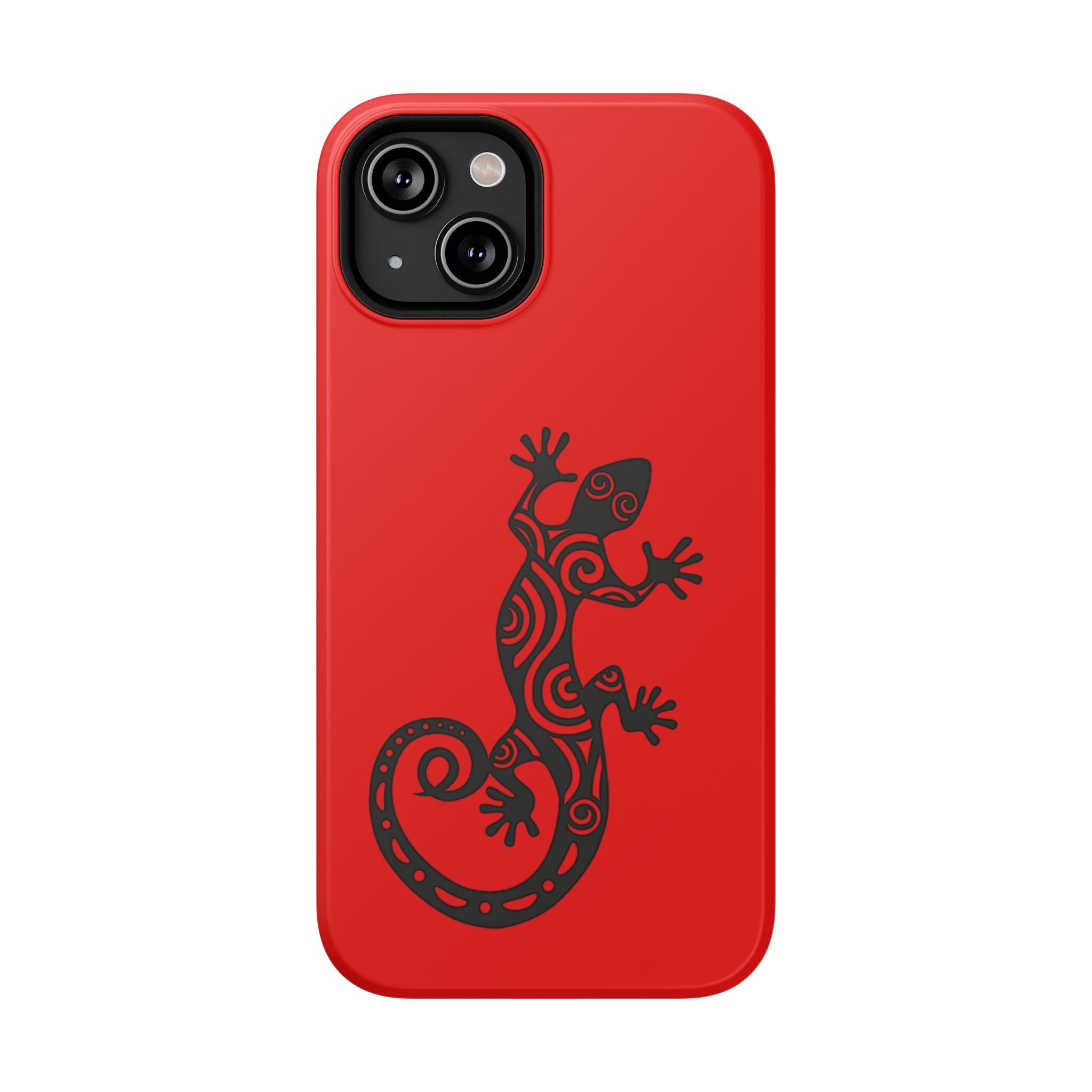 Phone Case Red Impact with Tribal Gecko Design — Shockproof Protective Cover