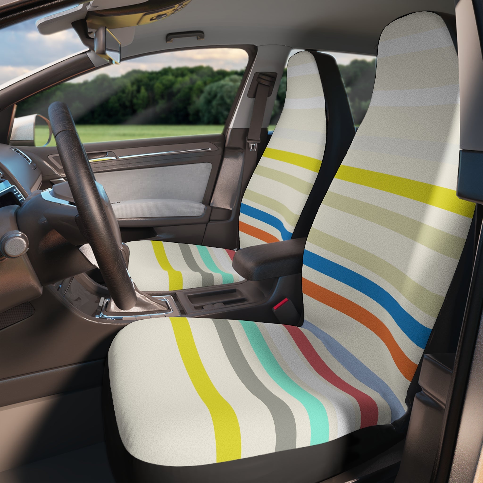Car Seat Covers — Colorful Beachy Retro Stripe Protector
