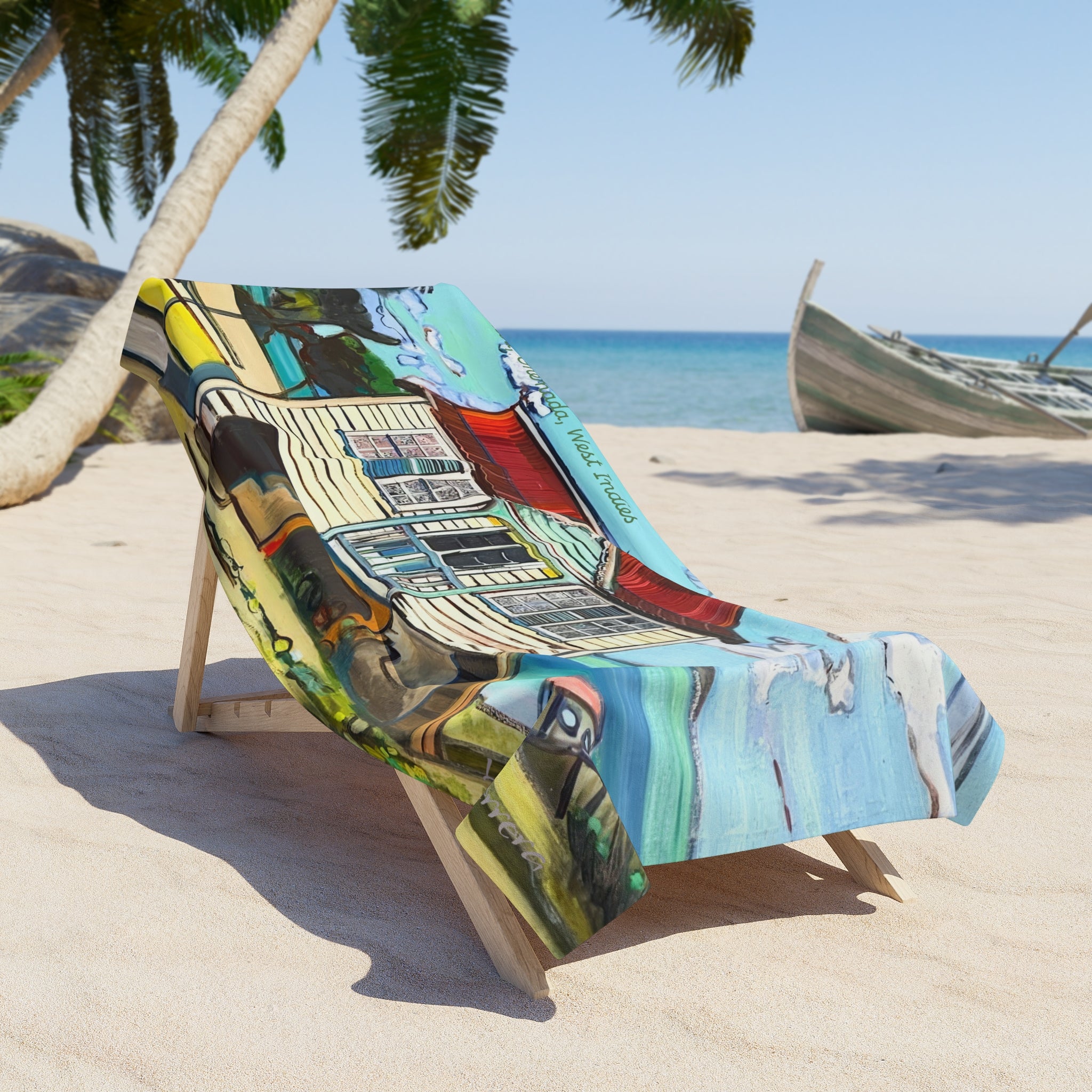 Beach Towel Lisa Herrera Carriacou Grenada  — Vibrant Ocean Art for Beach & Pool