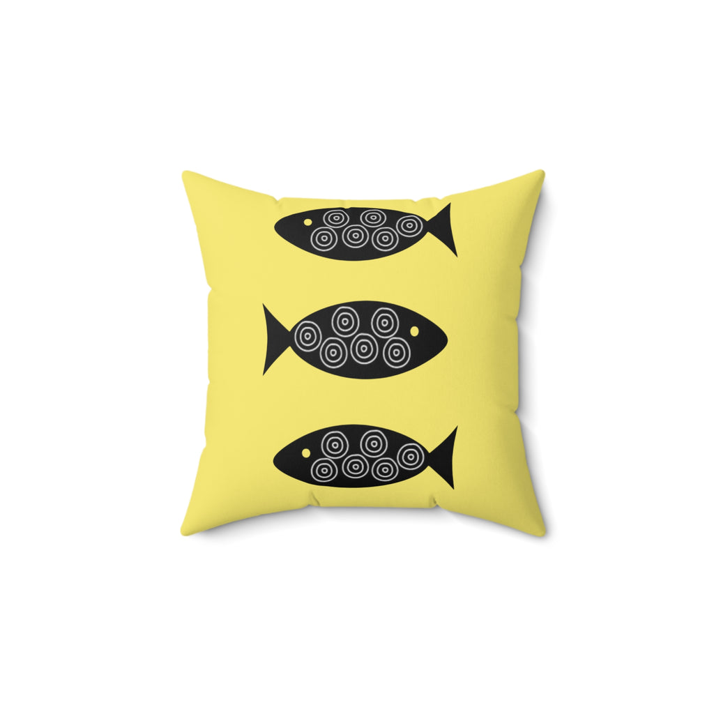 Throw Pillow Graphic Fish Pattern Decorative Pillow — yellow Nautical Throw Cushion