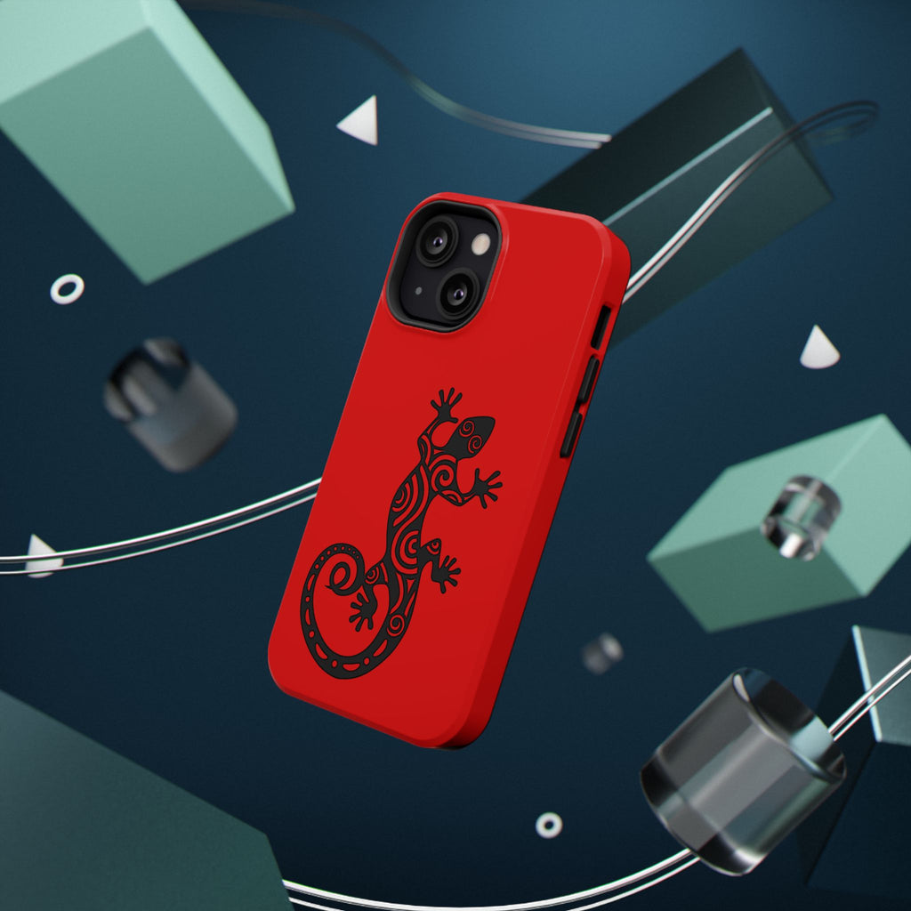 Phone Case Red Impact with Tribal Gecko Design — Shockproof Protective Cover