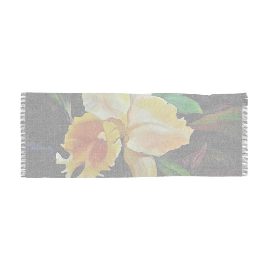 Floral Light Scarf  Lisa Herrera art print – Yellow Cattleya Orchid Print