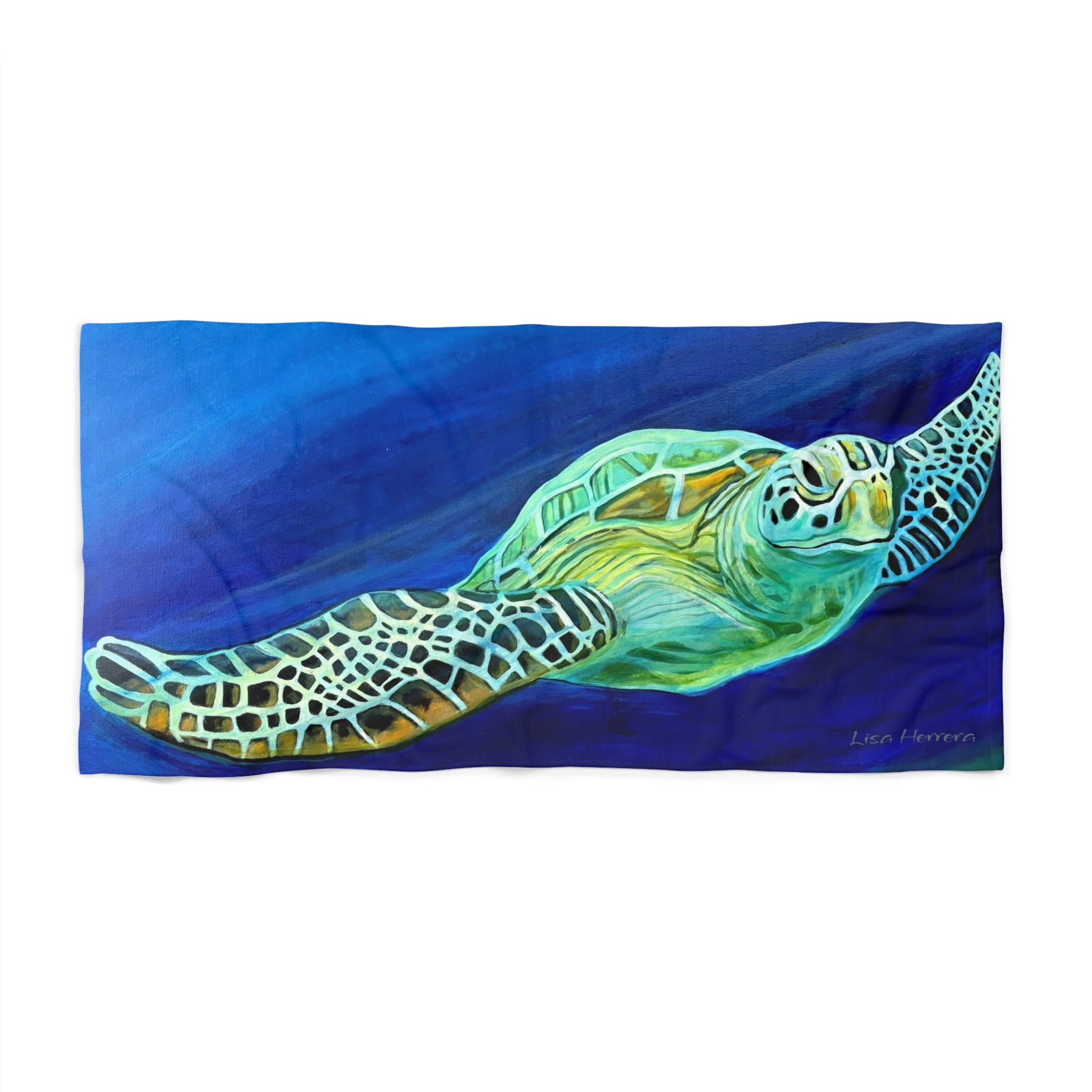 Beach Towel Turtle Painting – Vibrant Ocean Swim Design