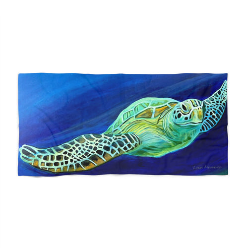 Beach Towel Turtle Painting – Vibrant Ocean Swim Design