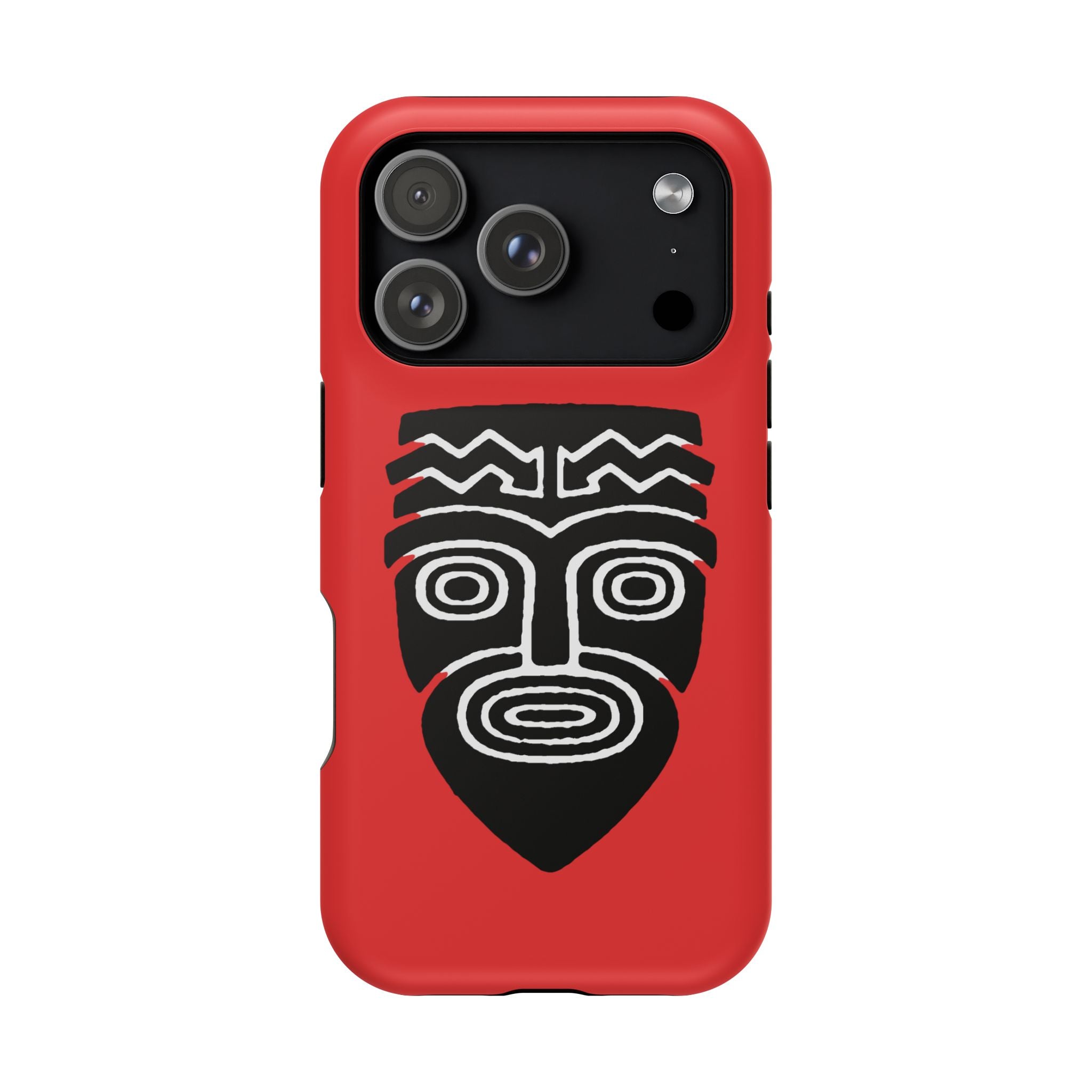 Phone Case Tiki Mask Impact-Resistant Phone Case — Bold Red Protective Cover