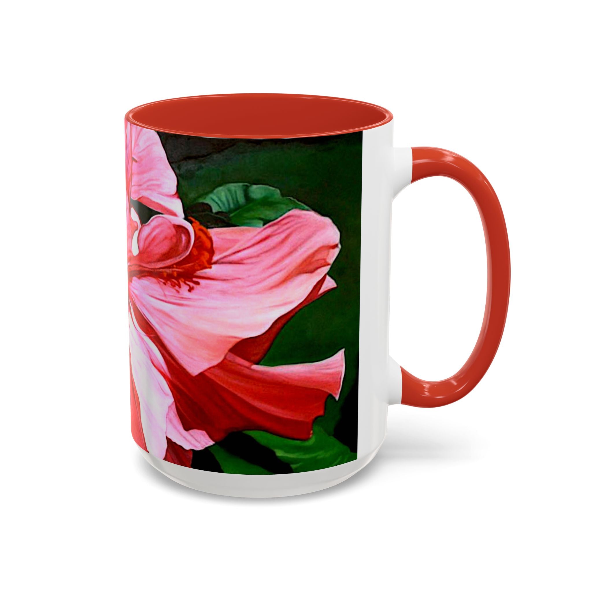 Coffee Mug Pink Hibiscus Painting (11, 15oz)