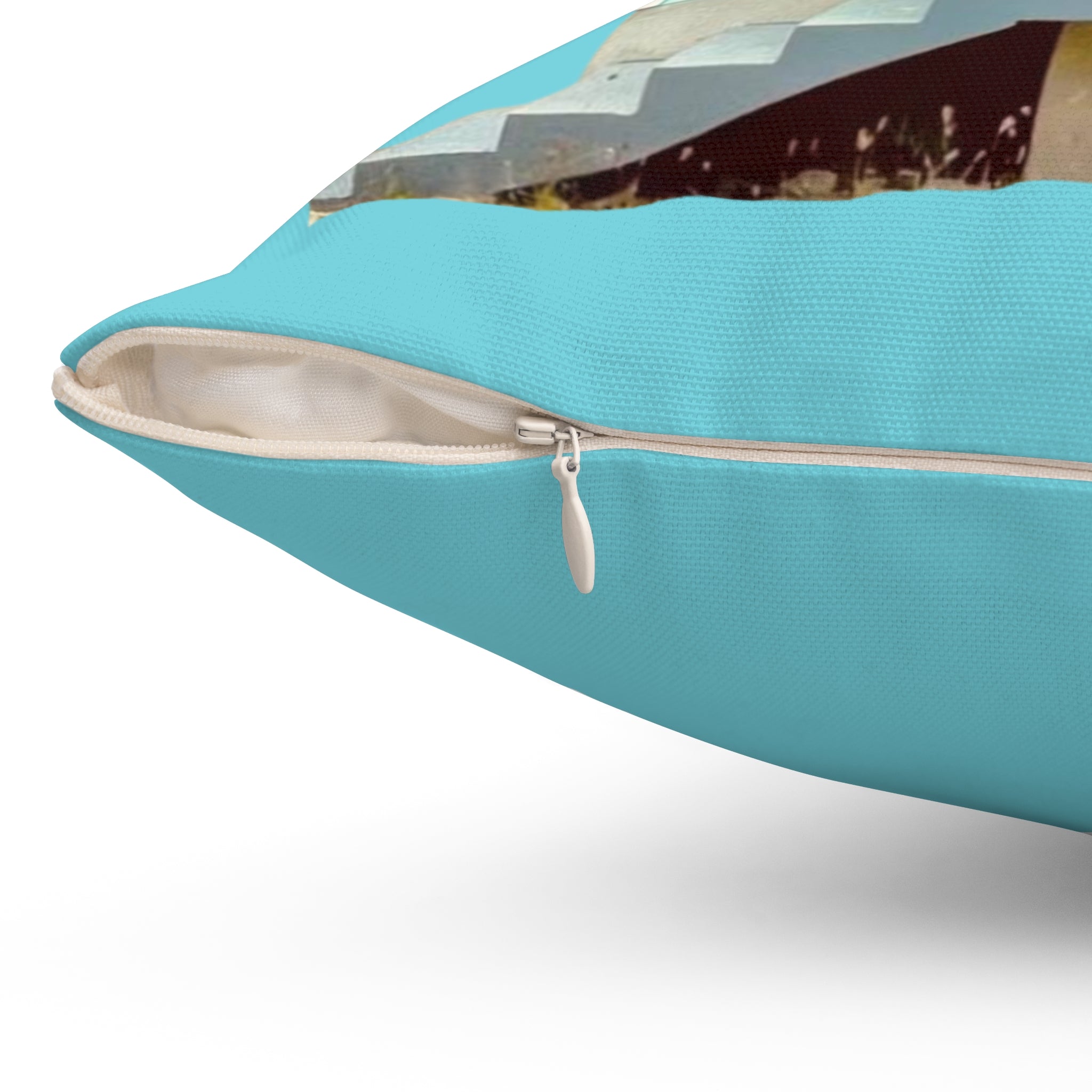 Throw Pillow Chattel House Barbados Turquoise - Tropical Decorative Cushion