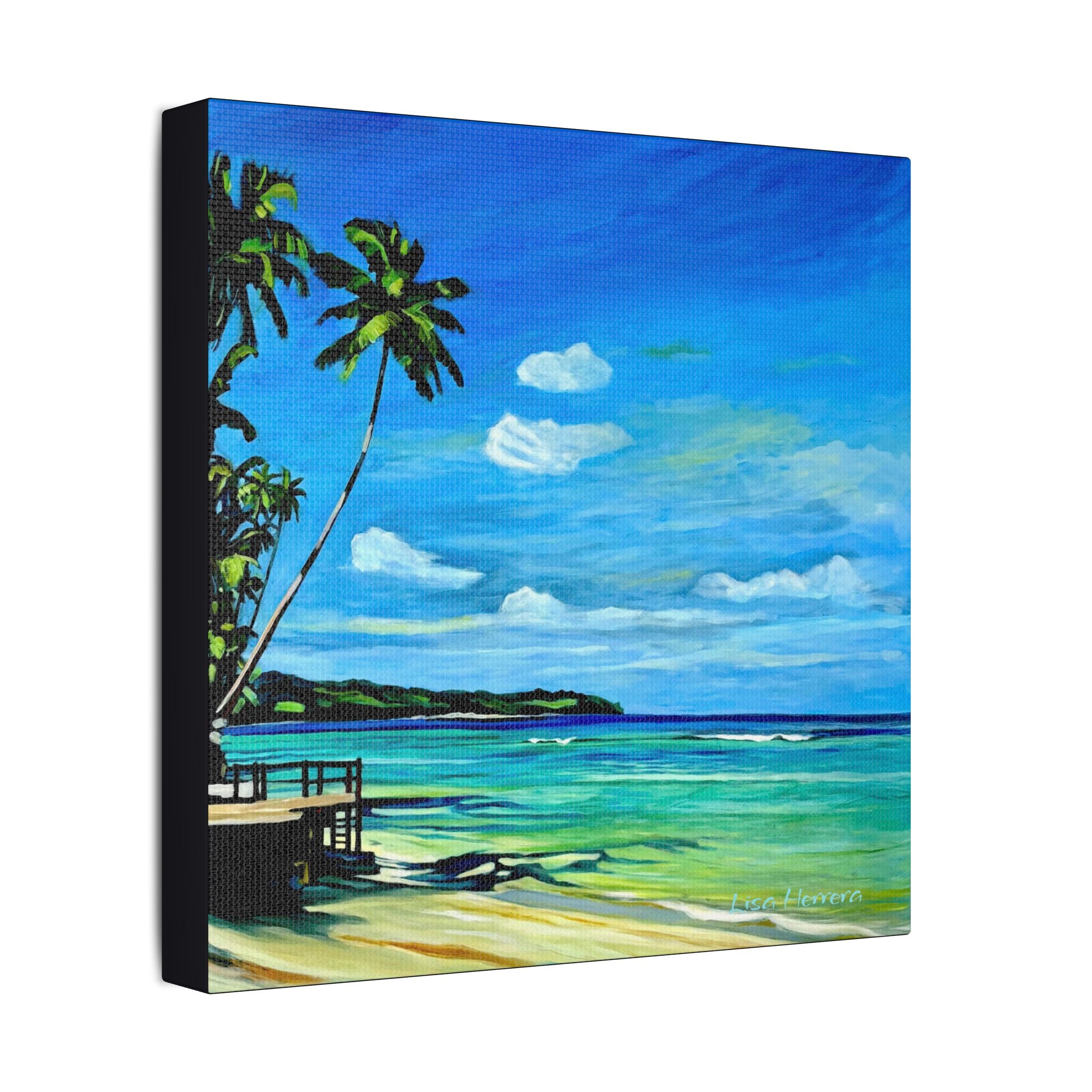 Canvas Print Lisa Herrera art Tropical Beach Canvas Print — Palm Trees Seaside Stretched Wall Art