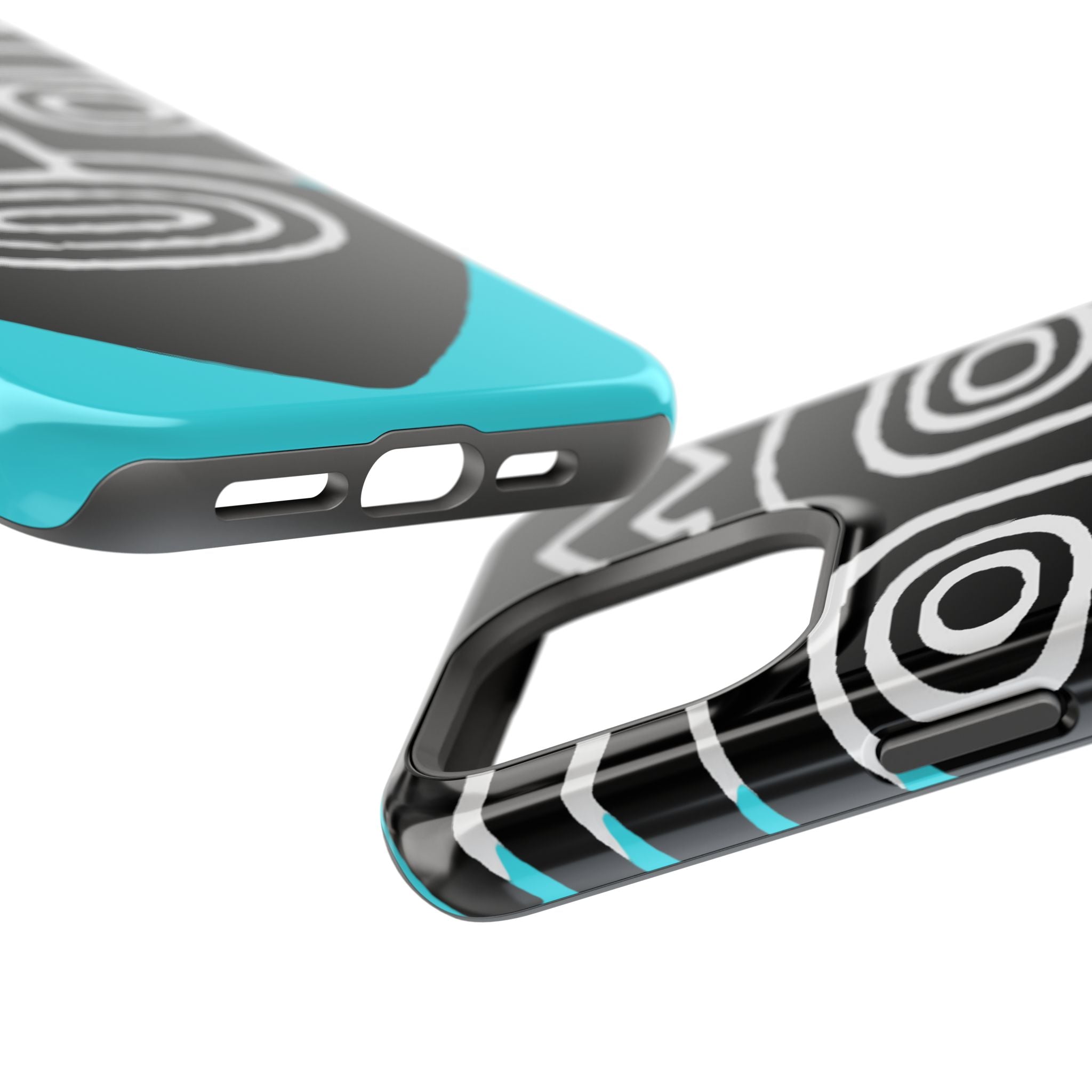 Phone case Impact-Resistant  — Abstract Tribal Mask Design (Black & Teal)