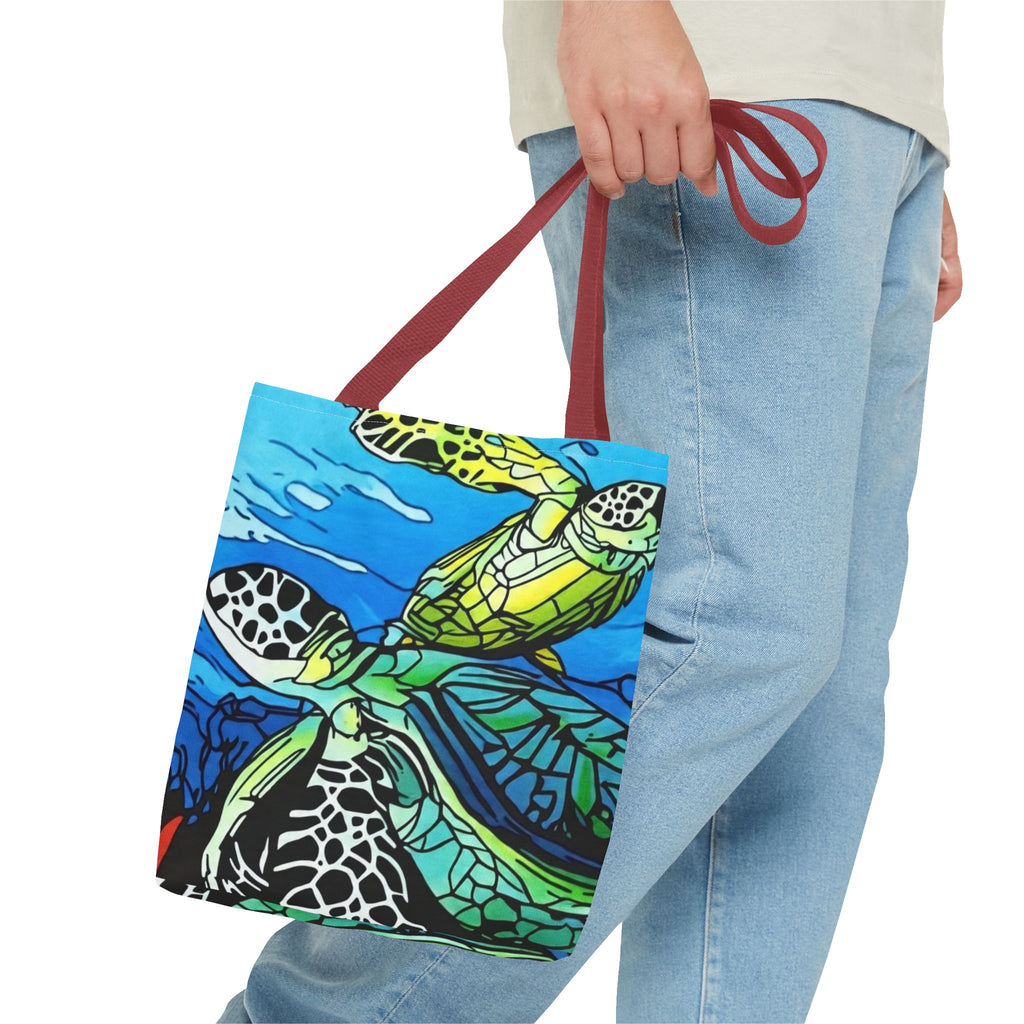 Tote Bag Sea Turtle Art  — Colorful Ocean Wildlife Canvas Tote