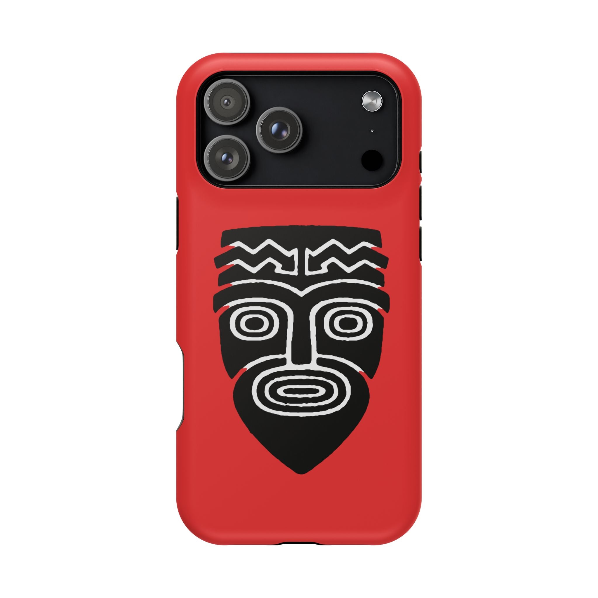 Phone Case Tiki Mask Impact-Resistant Phone Case — Bold Red Protective Cover