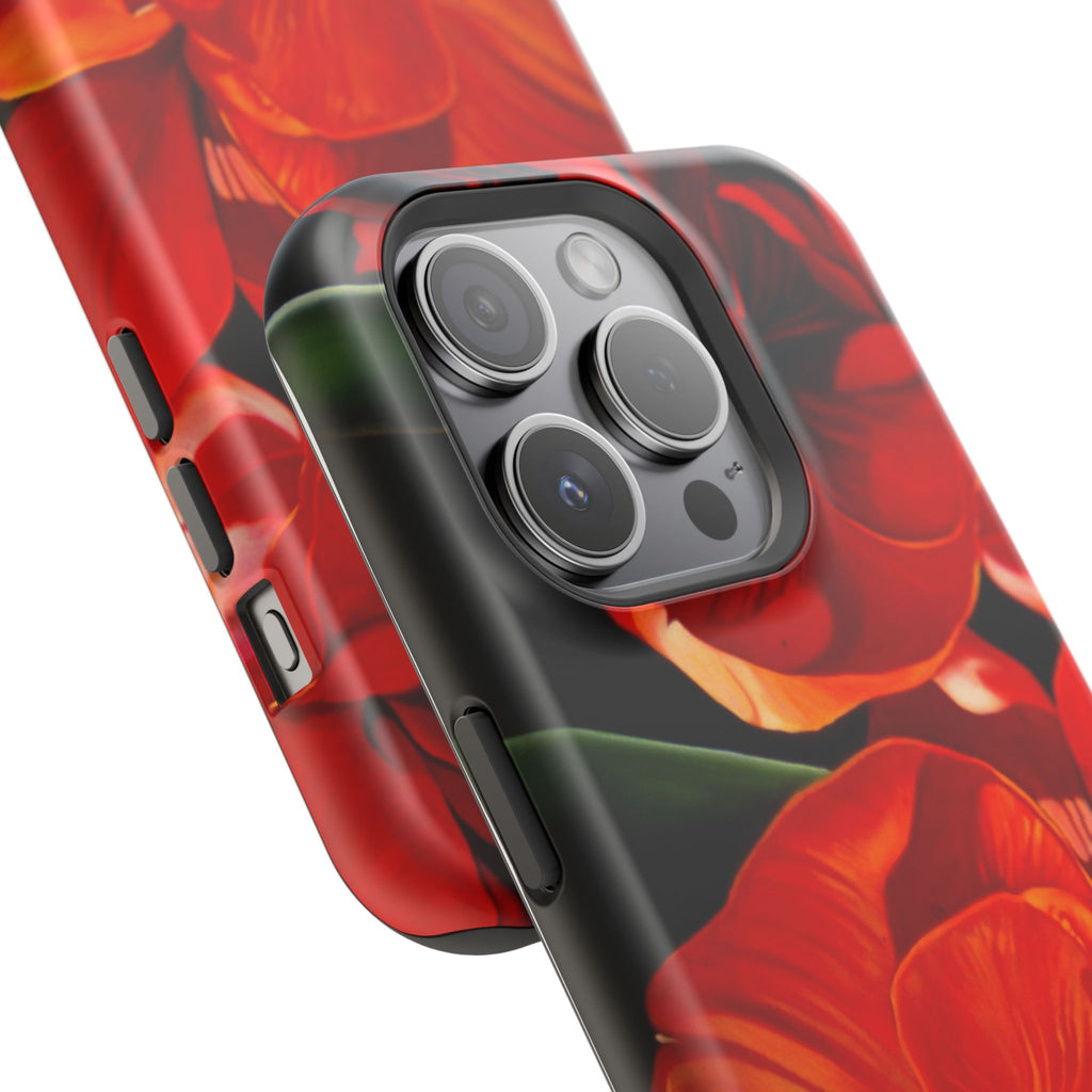 Phone case Lisa Herrera art print Red Amaryllis Floral Impact-Resistant Phone Case