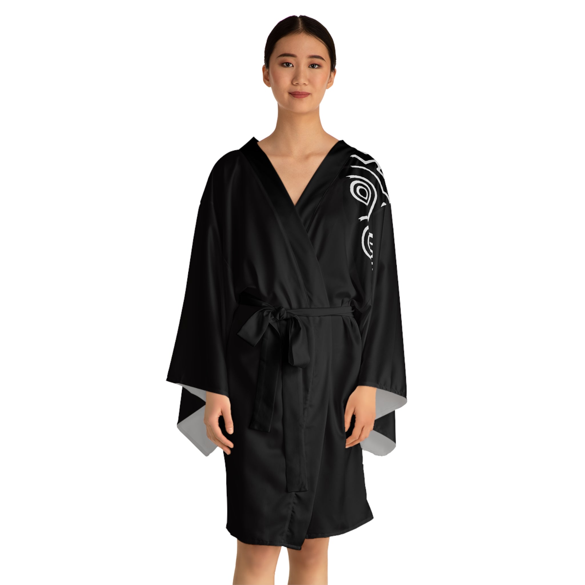 Kimono Robe Tribal Mask  — Lightweight Long Sleeve Lounge Wrap