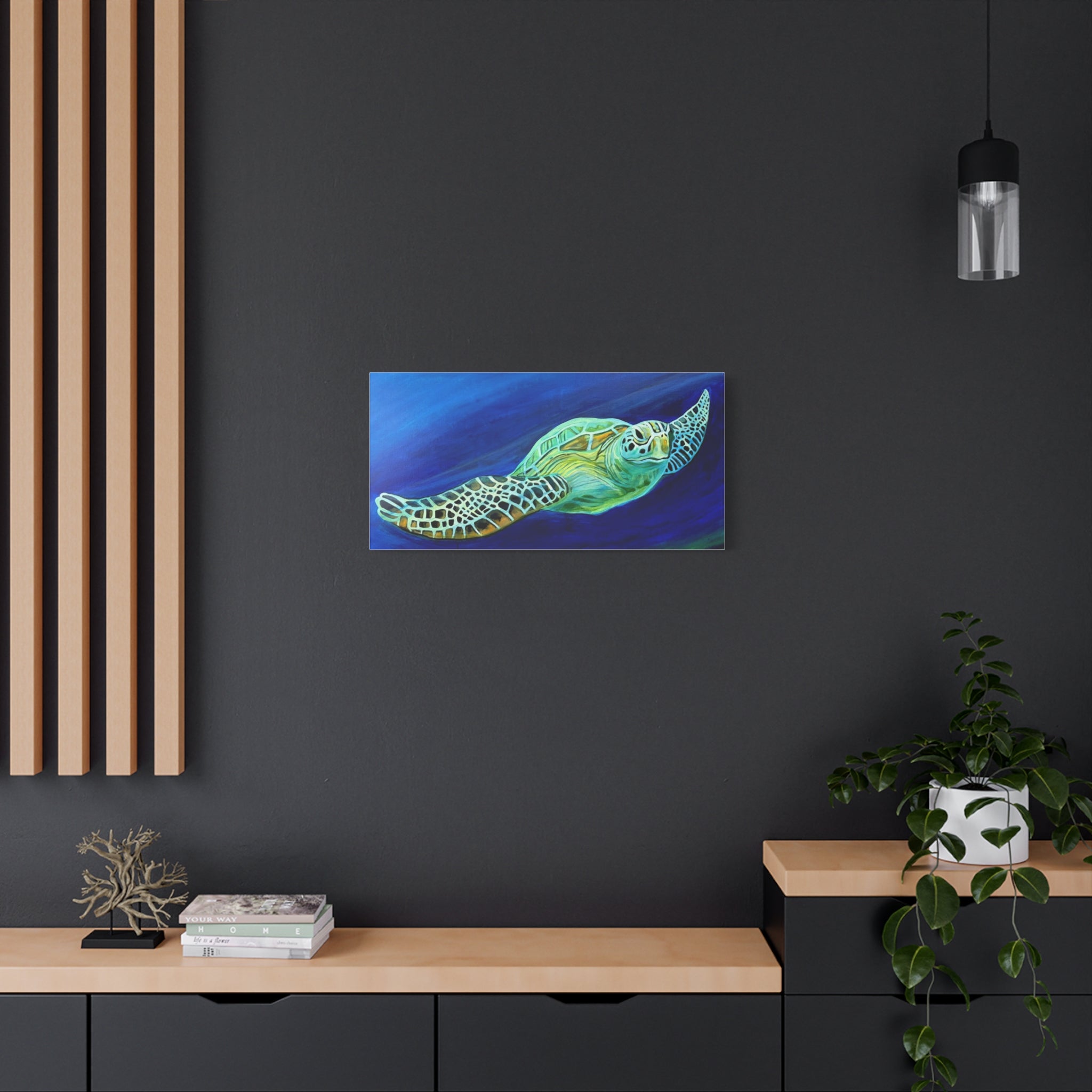 Sea Turtle Canvas Wall Art – Vibrant Marine Ocean Painting, Matte Stretched 1.25"