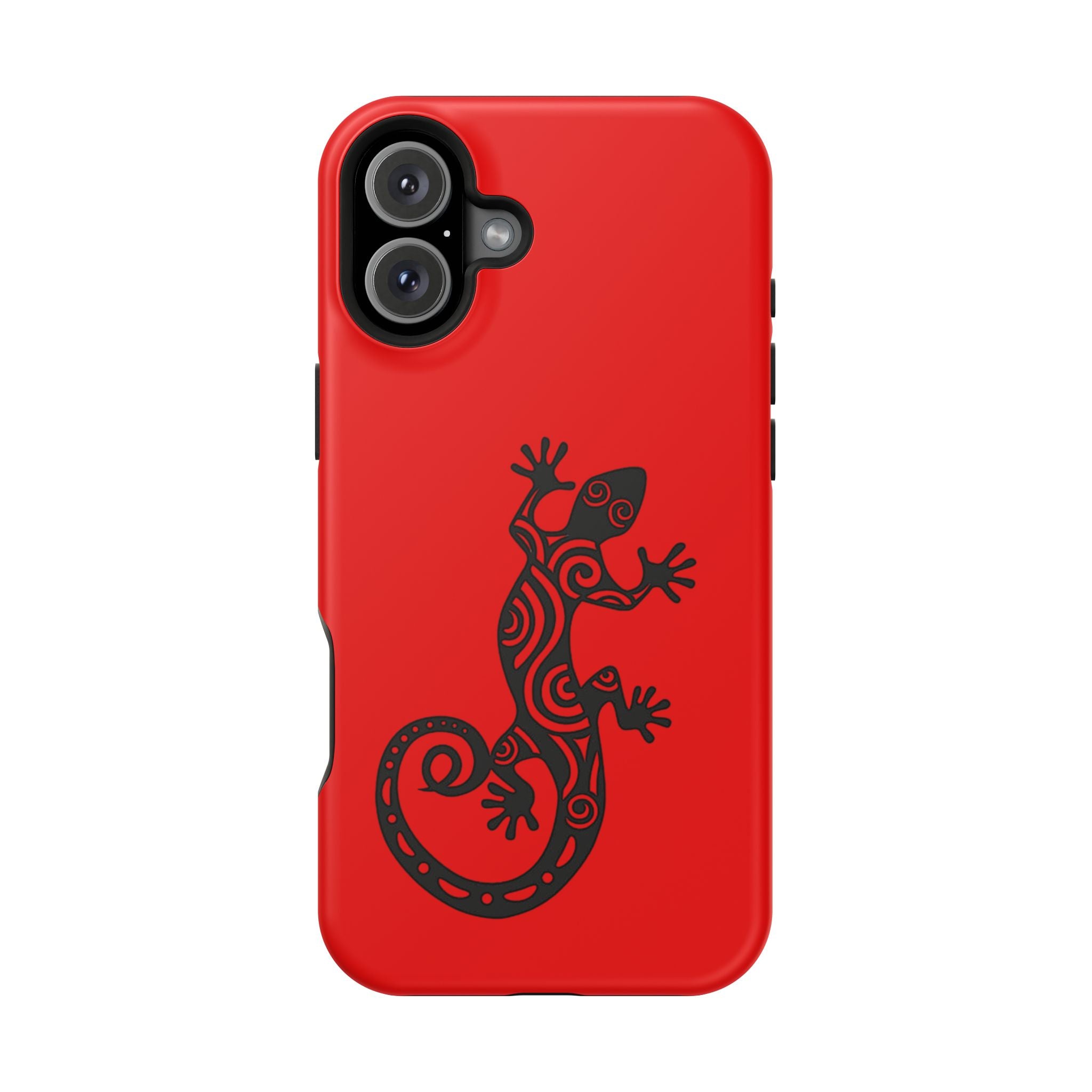 Phone Case Red Impact with Tribal Gecko Design — Shockproof Protective Cover