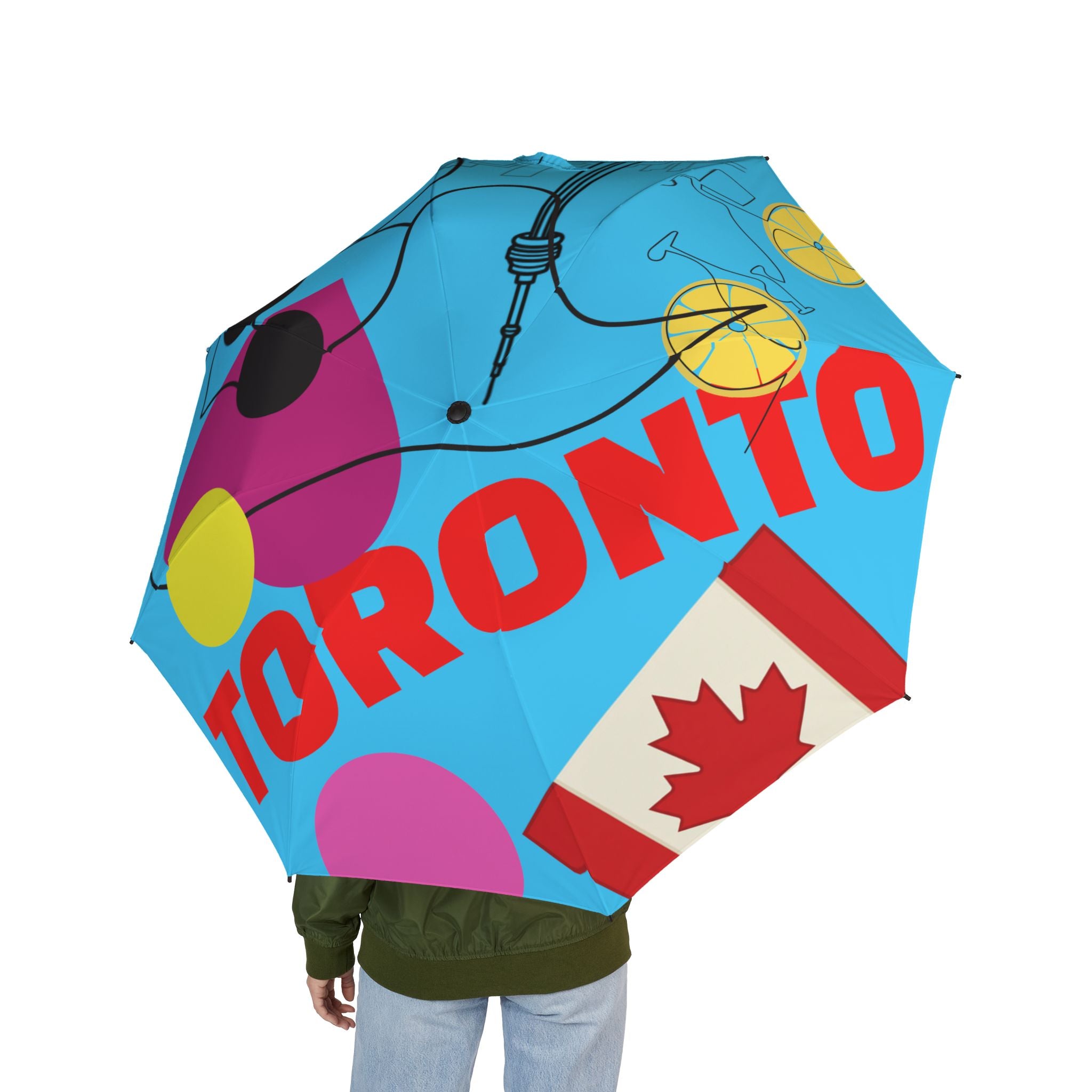 Umbrella Toronto Abstract Art Foldable  – Colorful Semi-Automatic Rain Shield