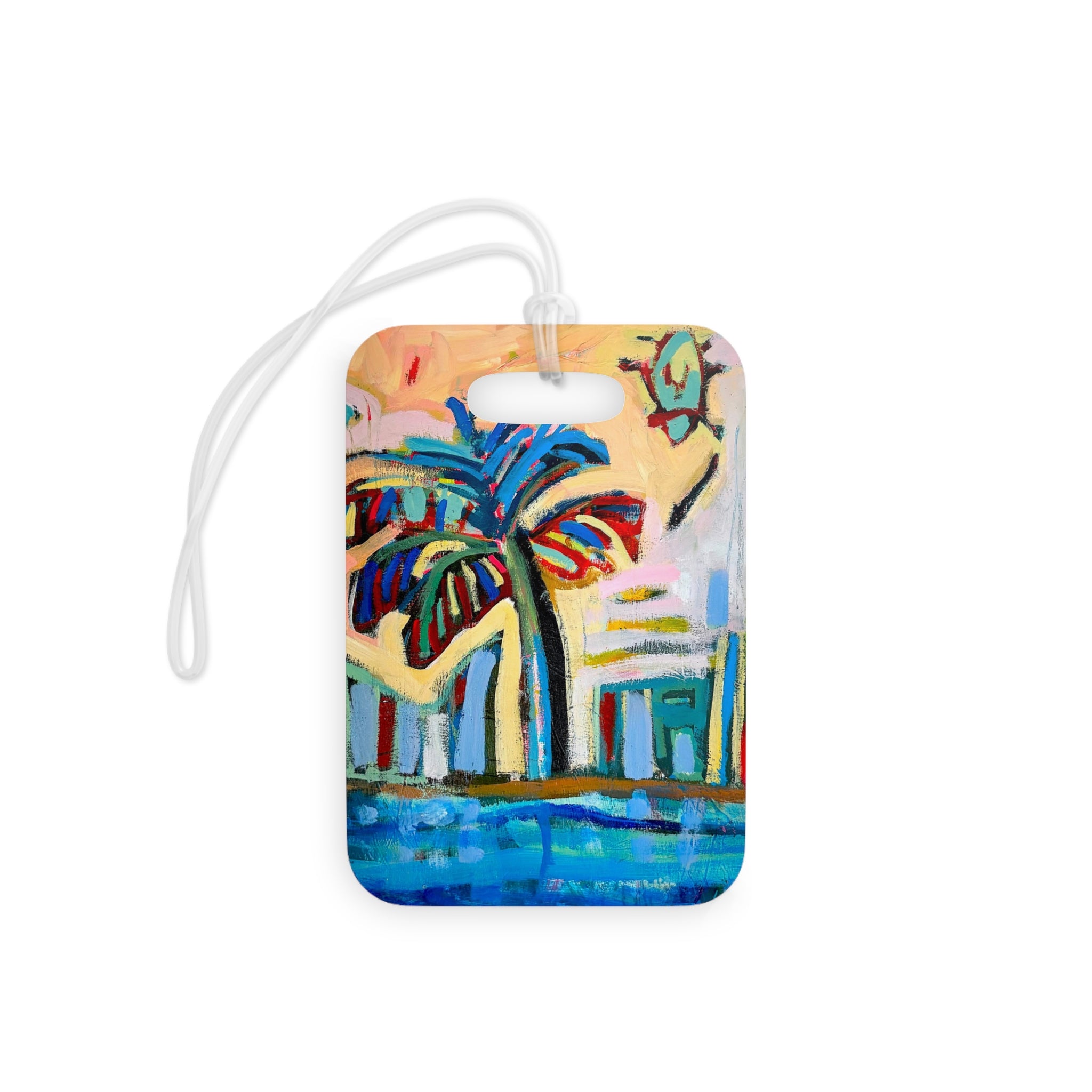 Luggage Tag Lisa Herrera art print Tropical Palm – Colorful Beach Art Travel ID